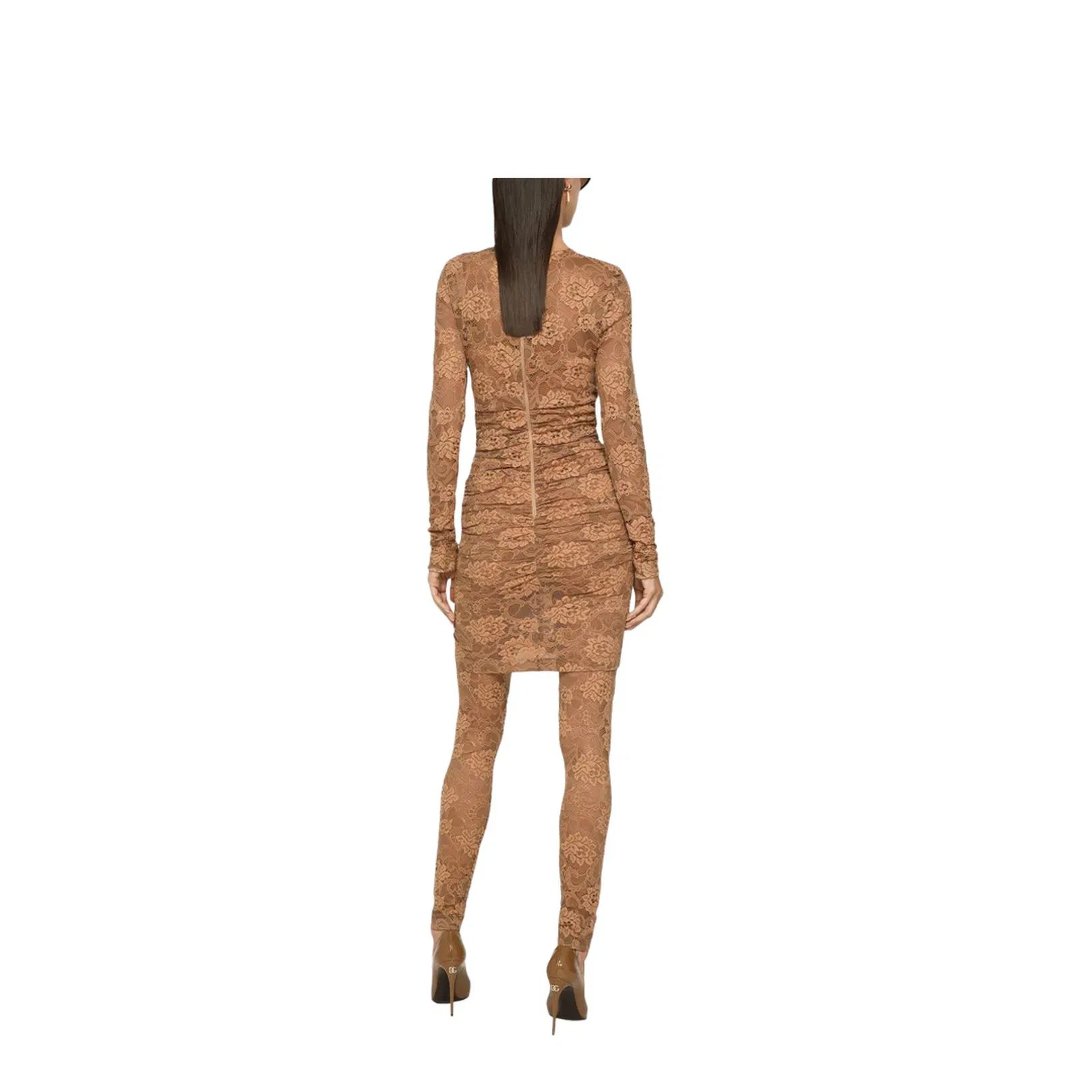 Shorts Floral Lace Dress in Beige