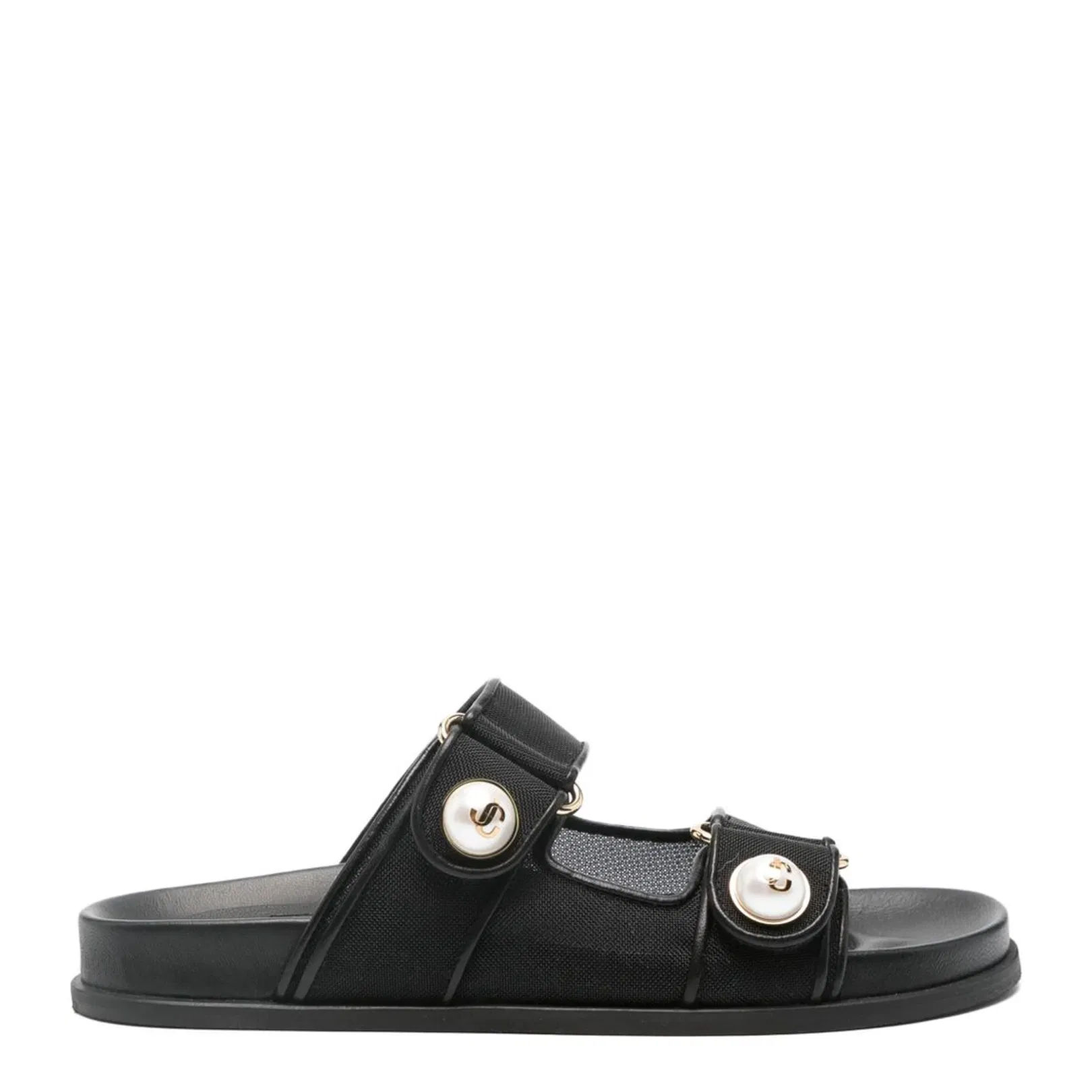 Fayence Sandal Black Mesh and Patent Leather Sandals