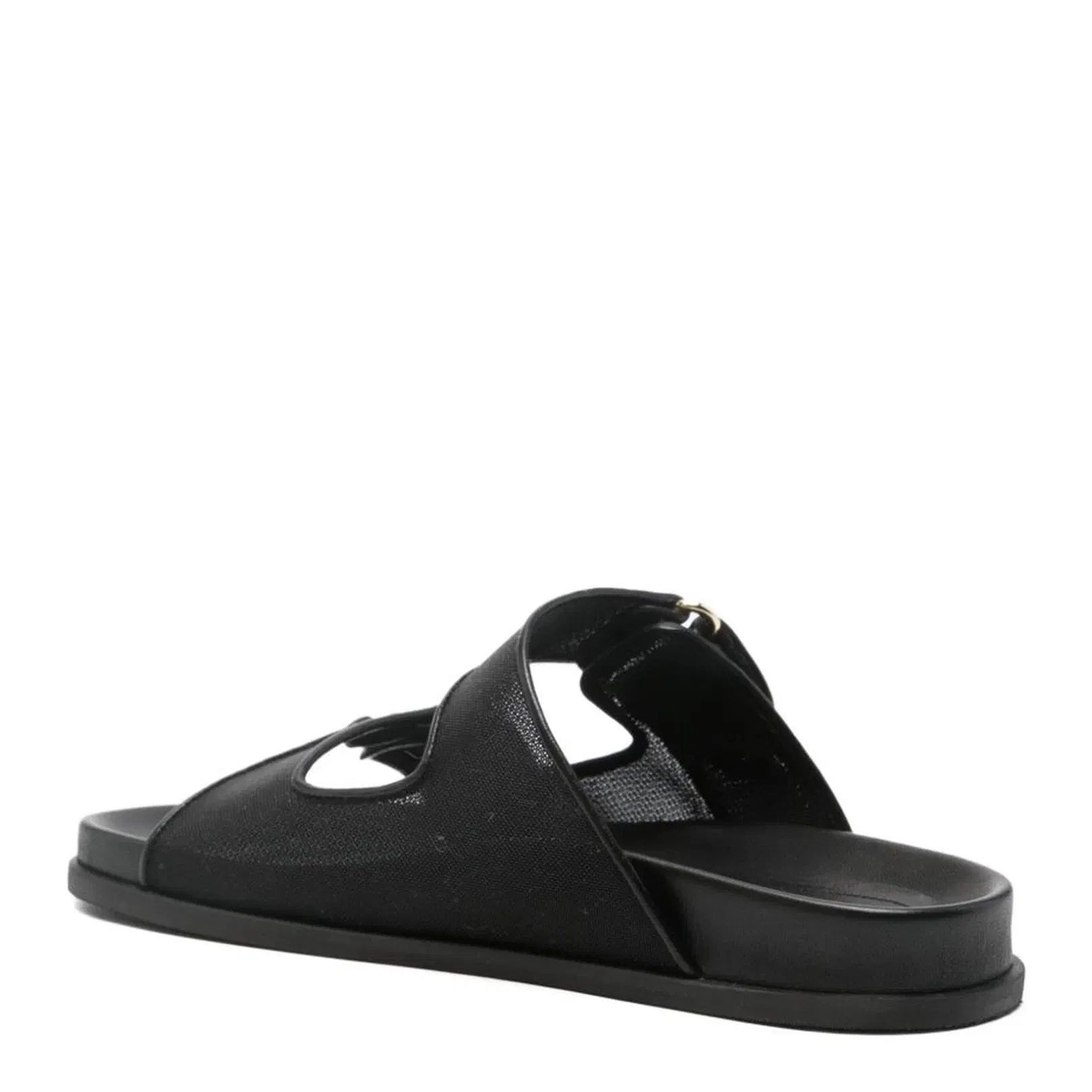 Fayence Sandal Black Mesh and Patent Leather Sandals
