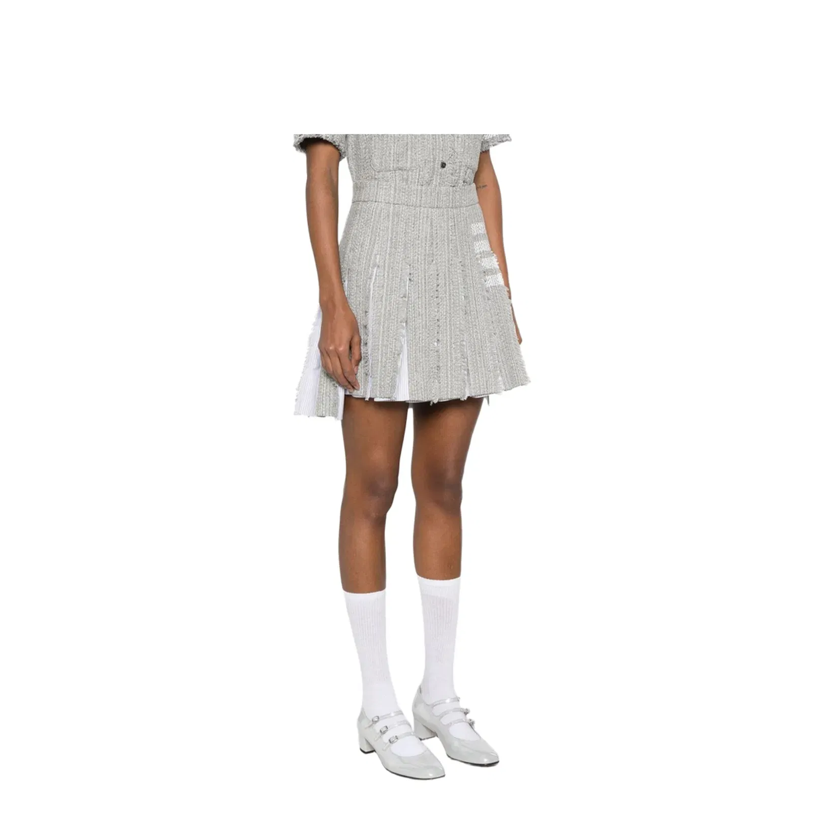 Pleated Tweed Skirt