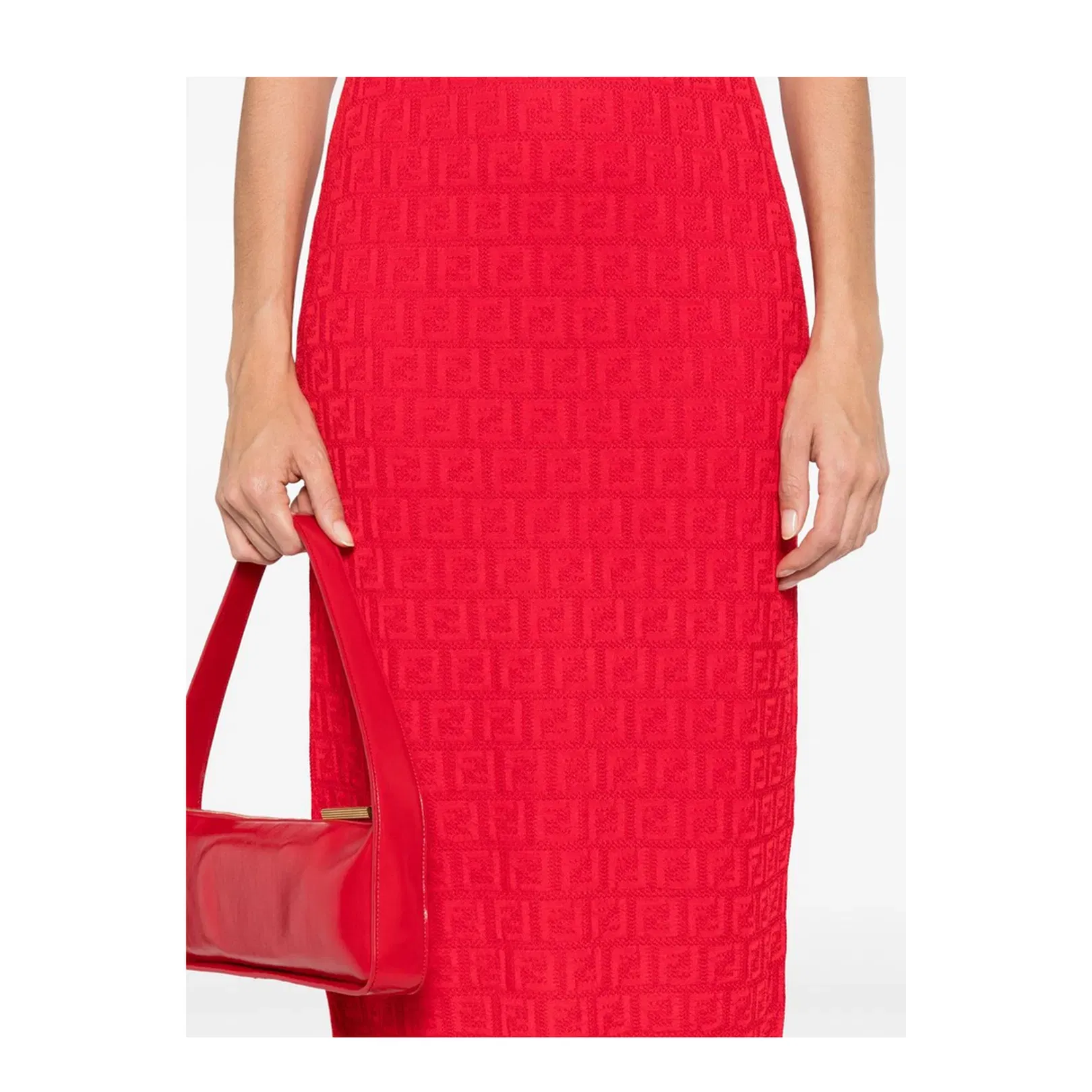 Fitted Midi Dress Red