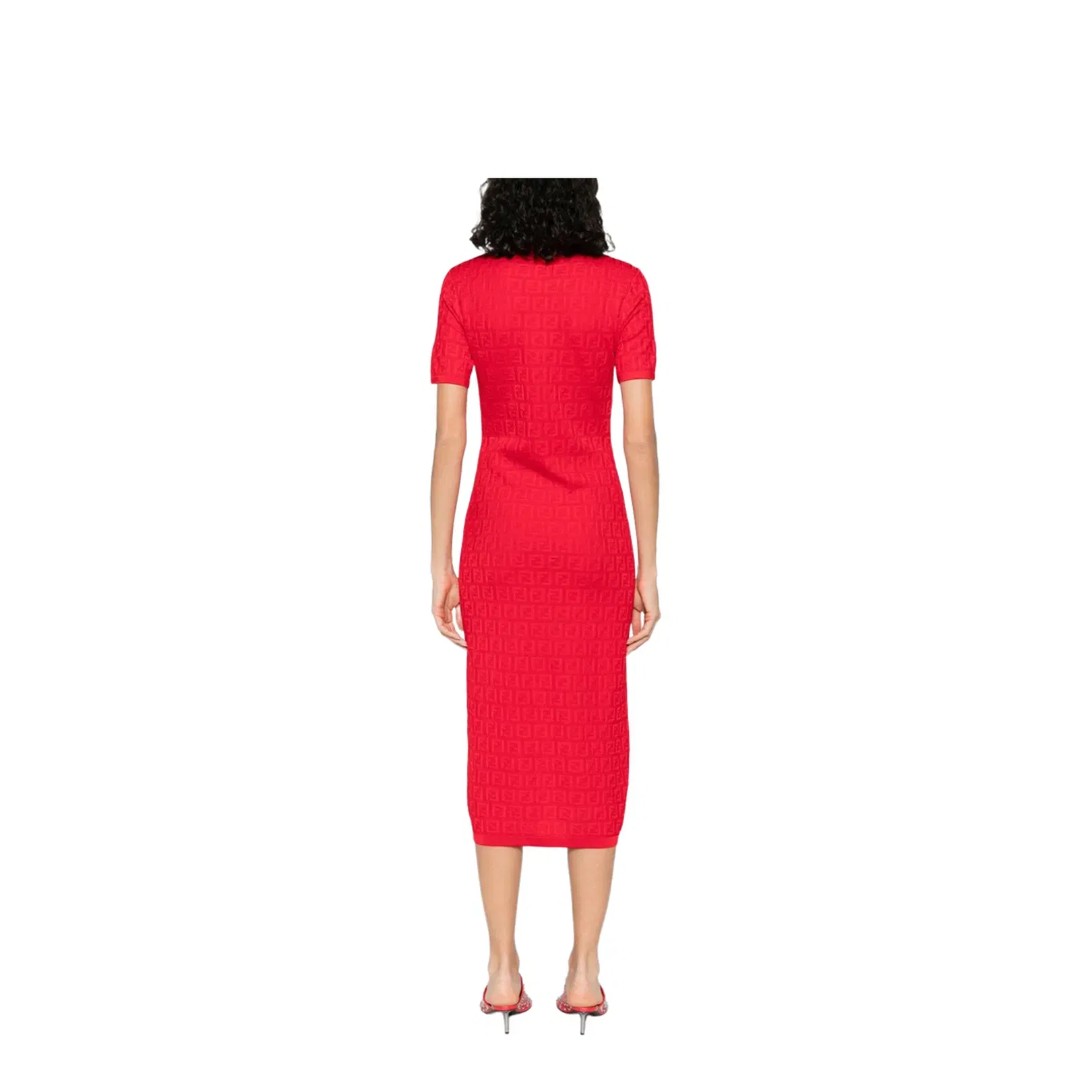 Fitted Midi Dress Red