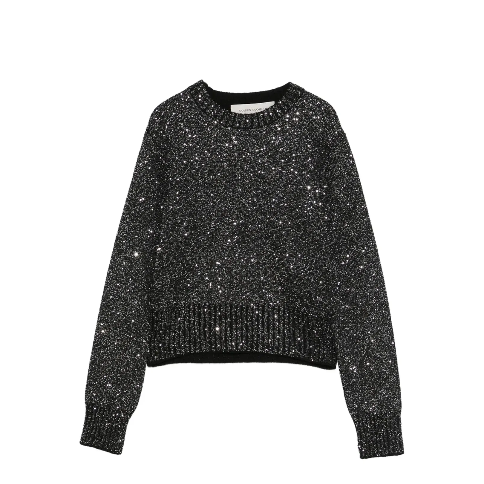 Black Wool Blend Cropped Sweater
