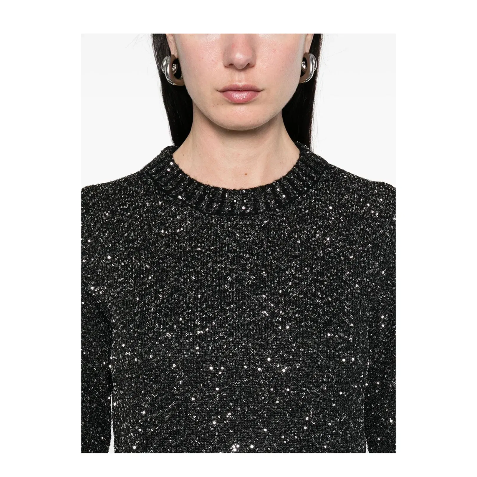 Black Wool Blend Cropped Sweater