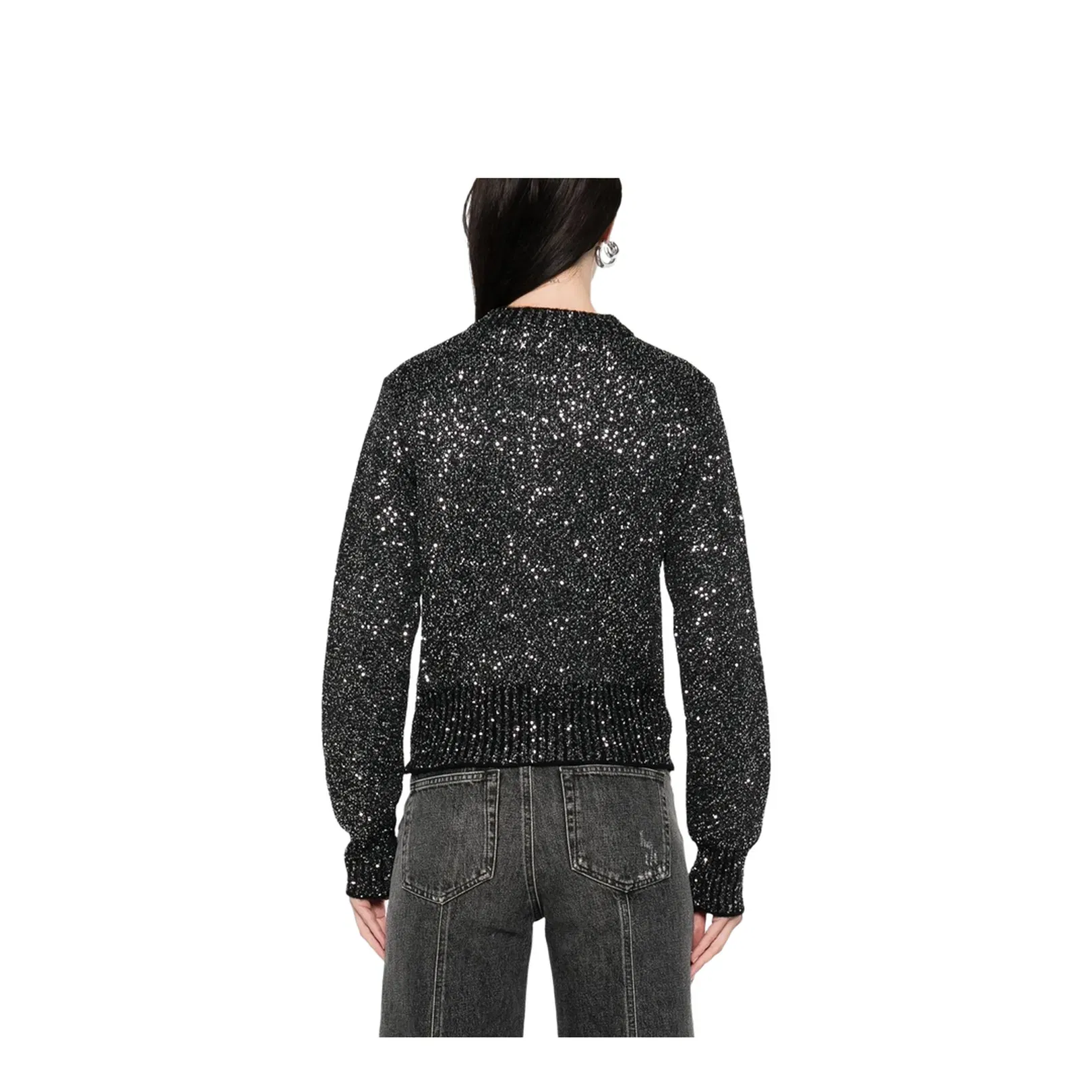 Black Wool Blend Cropped Sweater