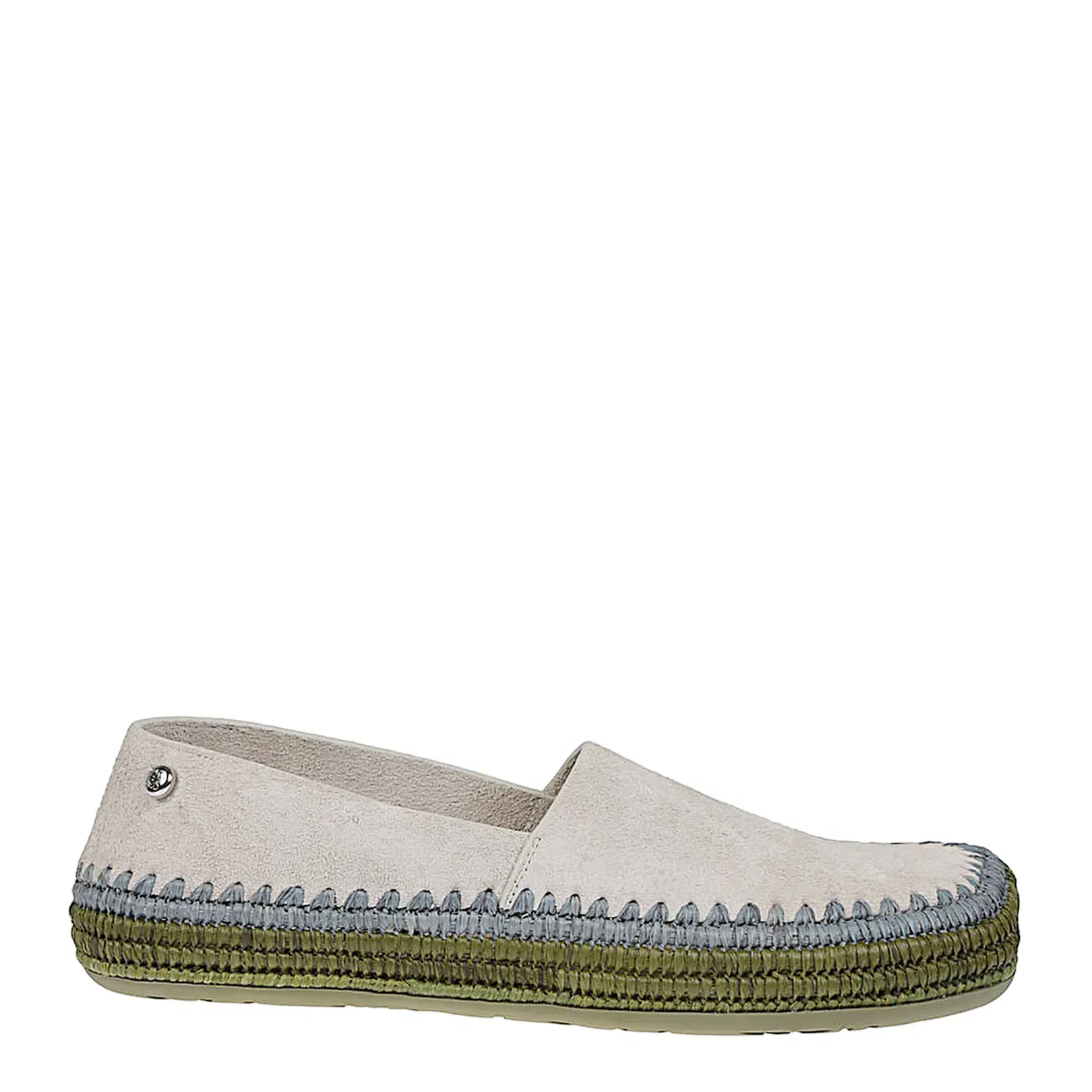 Suede Slipper with Raffia Embroidery