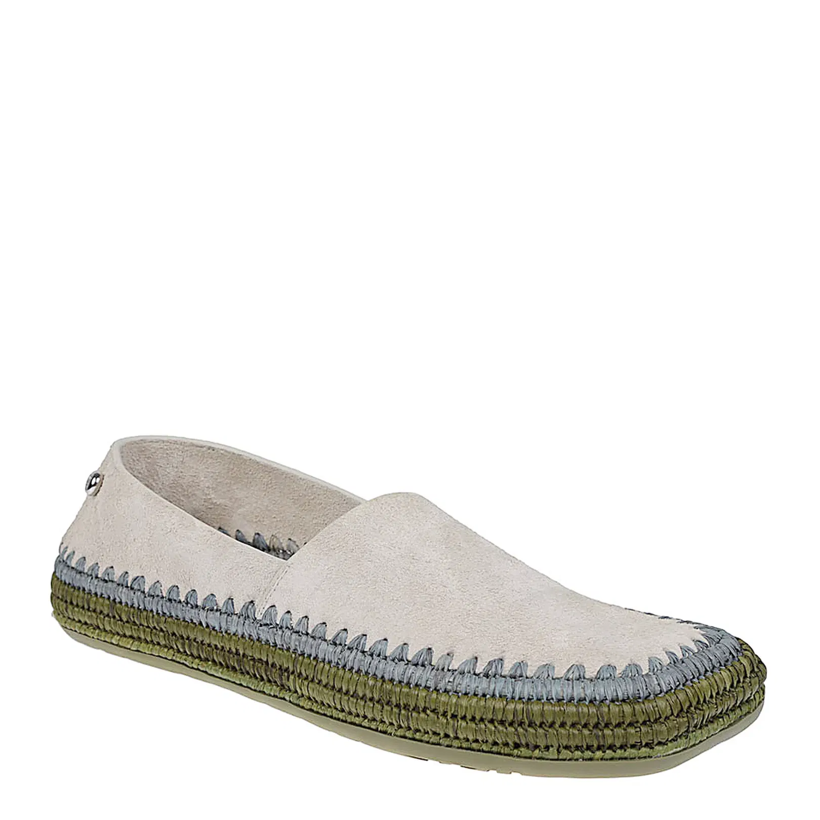 Suede Slipper with Raffia Embroidery