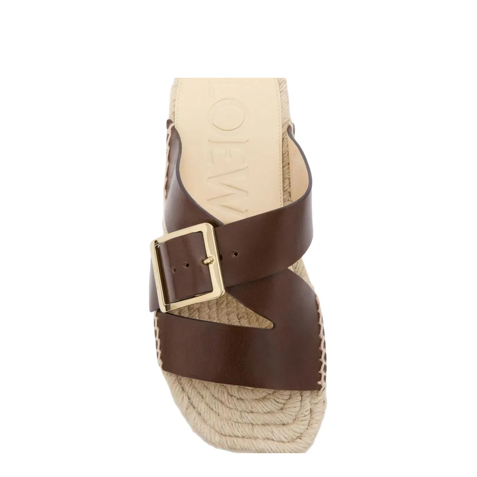Petal Espadrille Platform Slide in Vegetable-Tanned Calfskin