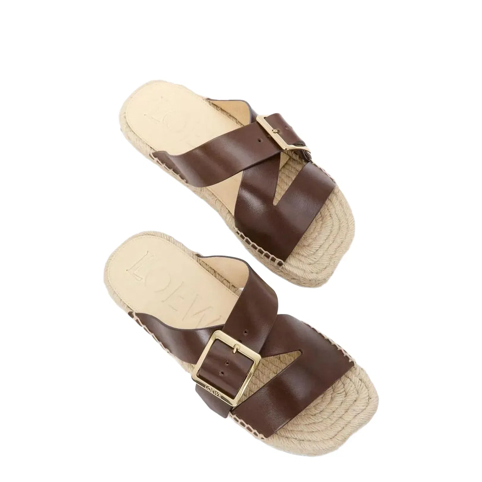 Petal Espadrille Platform Slide in Vegetable-Tanned Calfskin