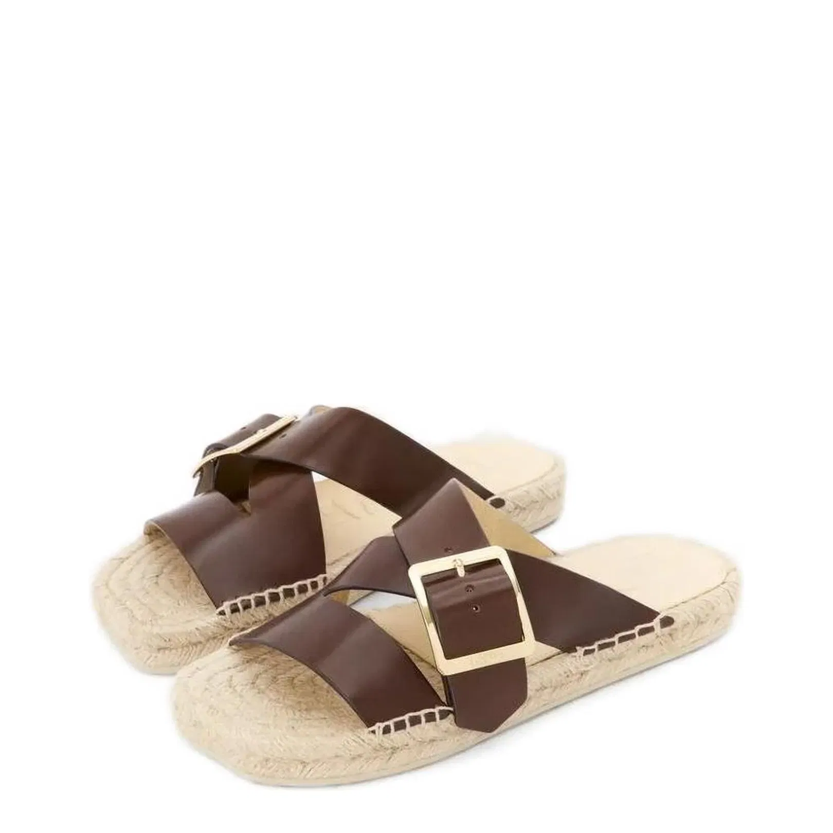 Petal Espadrille Platform Slide in Vegetable-Tanned Calfskin