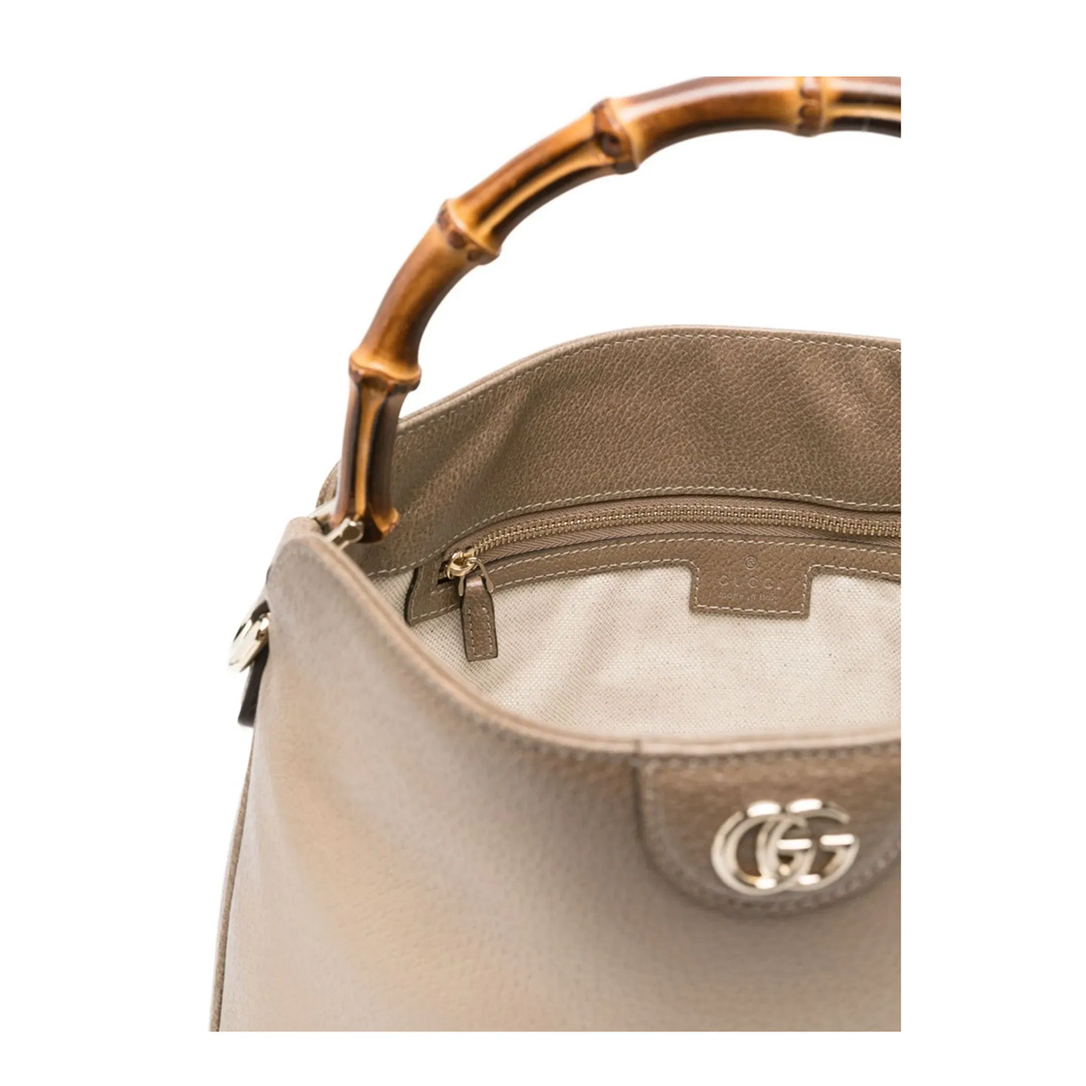 Diana Medium Leather Shoulder Bags - Beige
