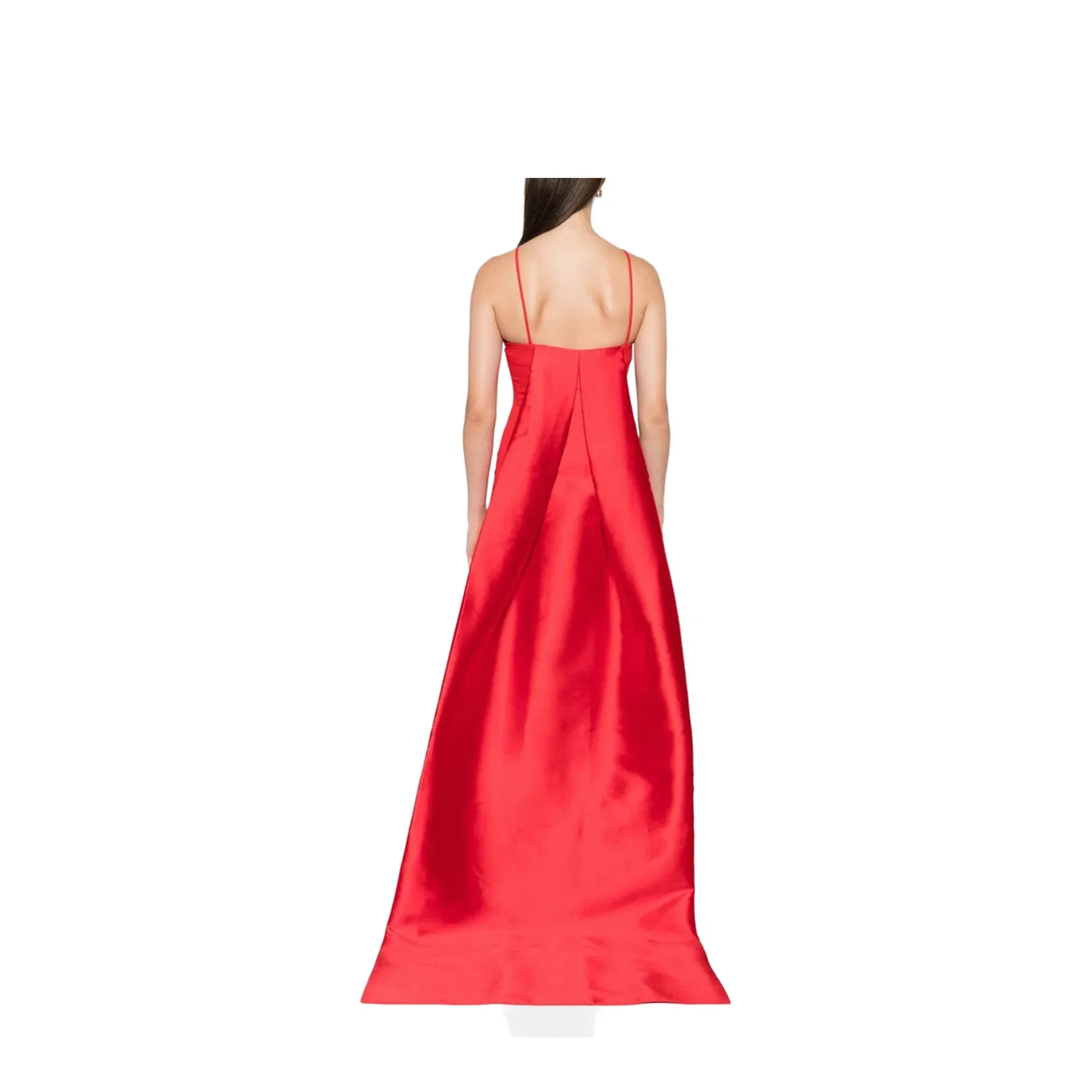 Halterneck Sleeveless Fitted Bodice Floor-Length Skirt Train Detail Dress
