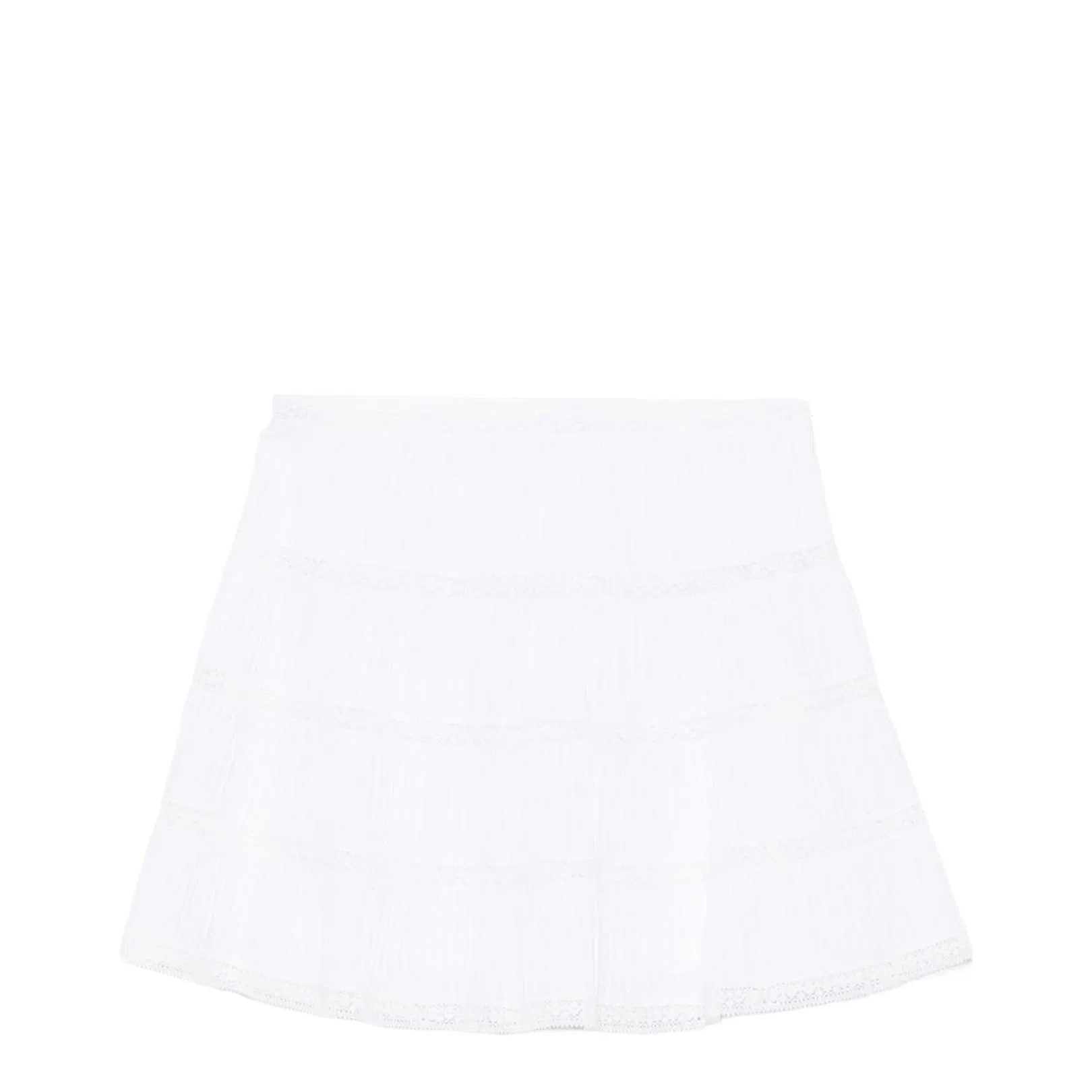 Mini Skirt with Embroidered Trims in Batiste Cotton