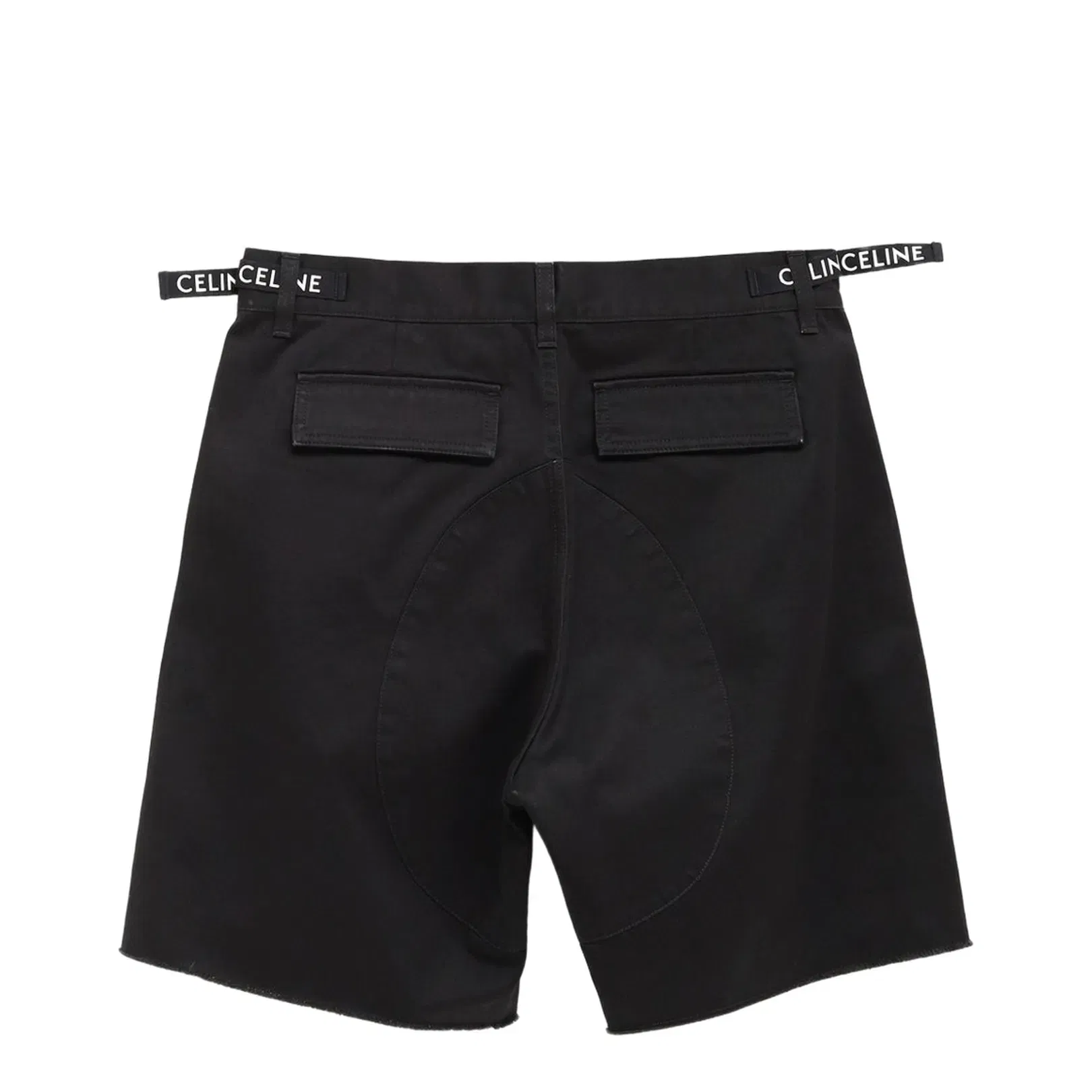 Mid-rise Black Cotton Cargo Shorts