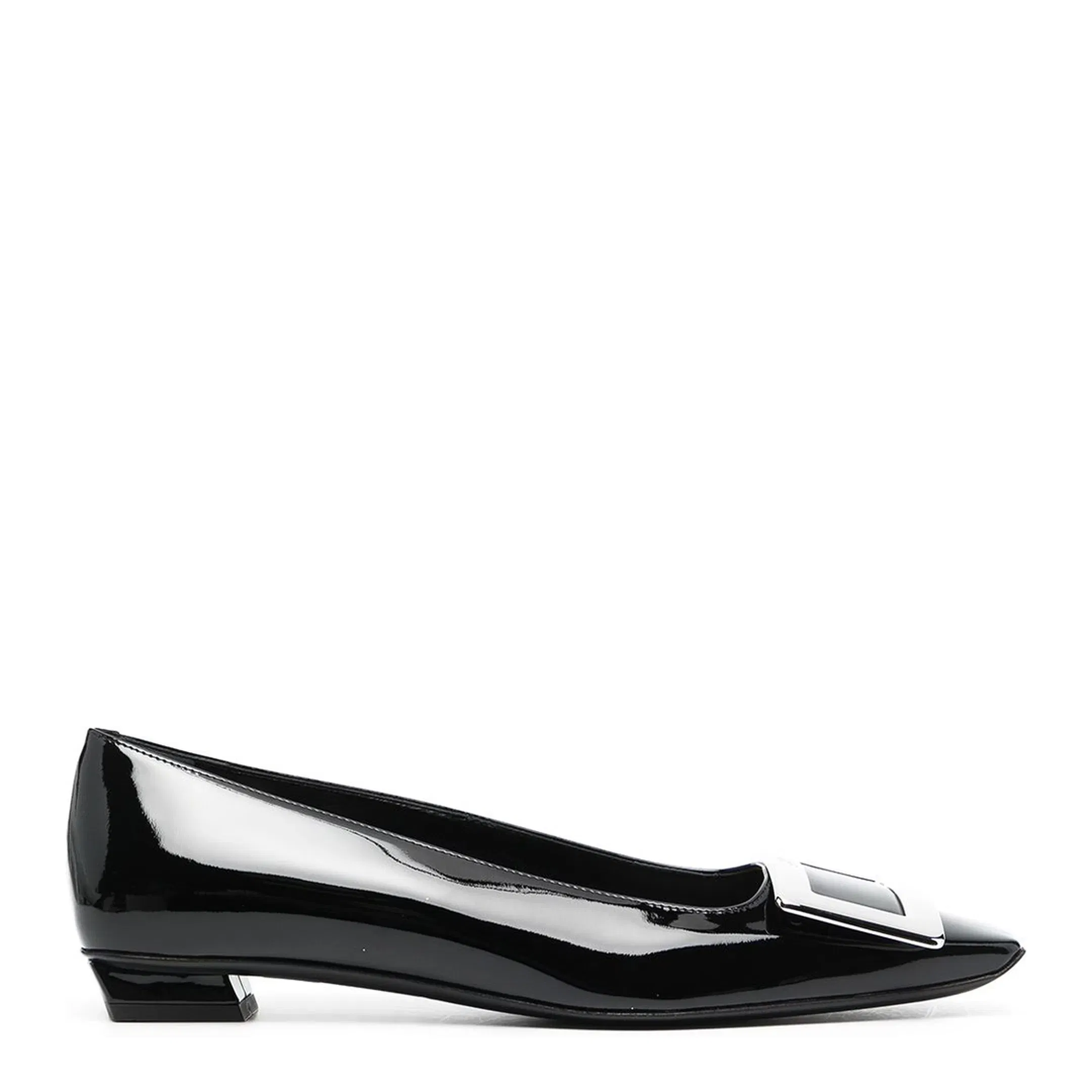 Black Patent Leather Low Block Heel
