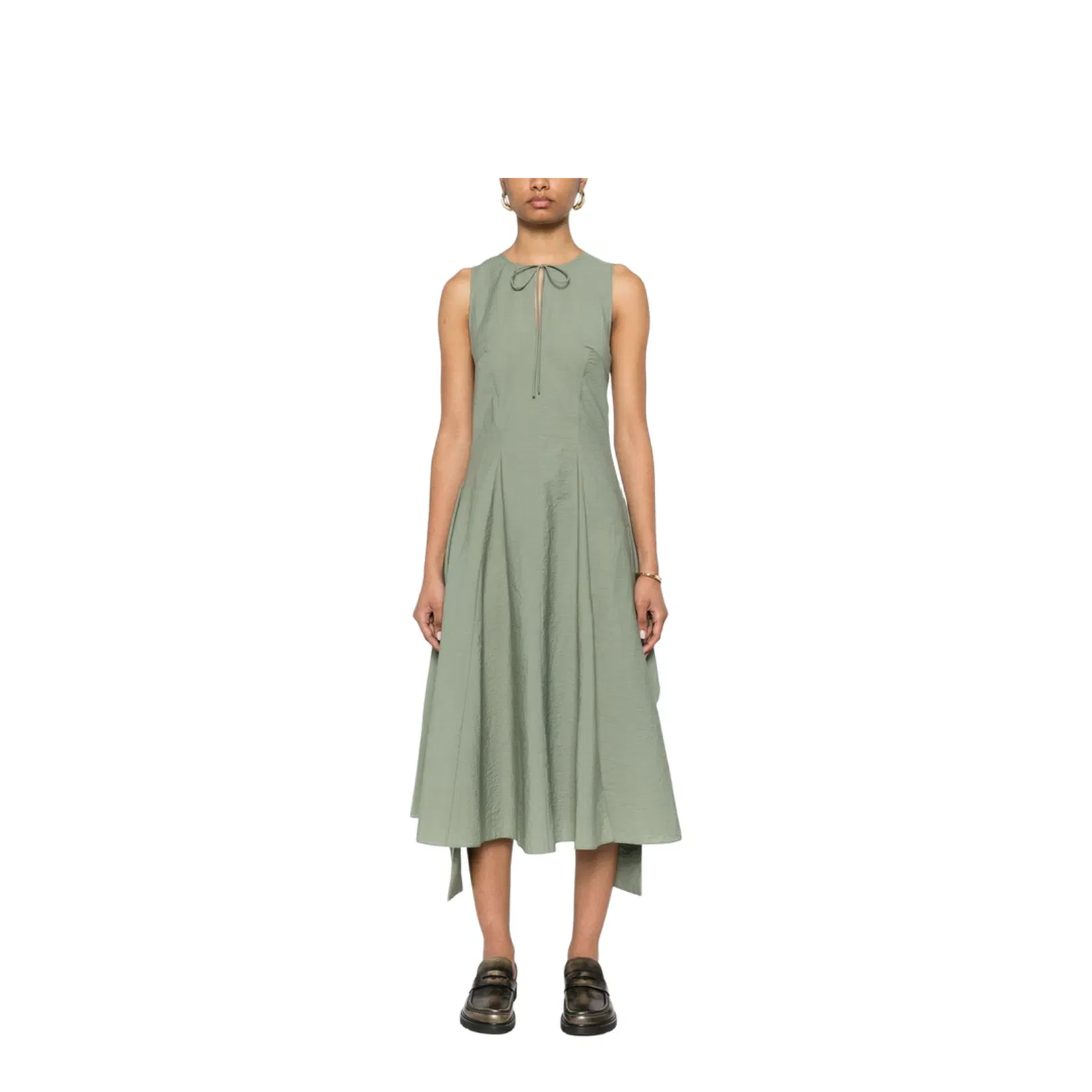 Wrap Dress in Cotton Blend Green