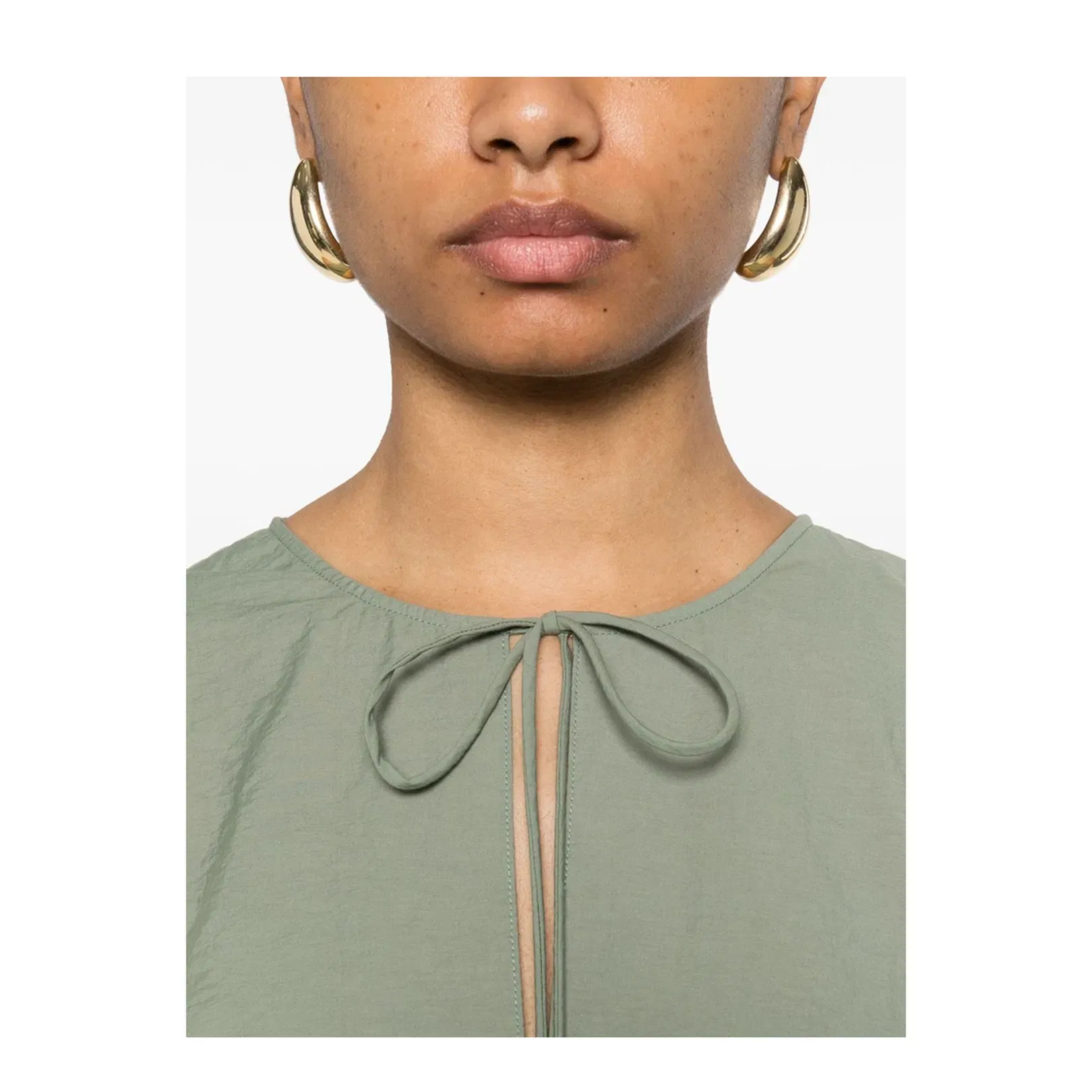 Wrap Dress in Cotton Blend Green