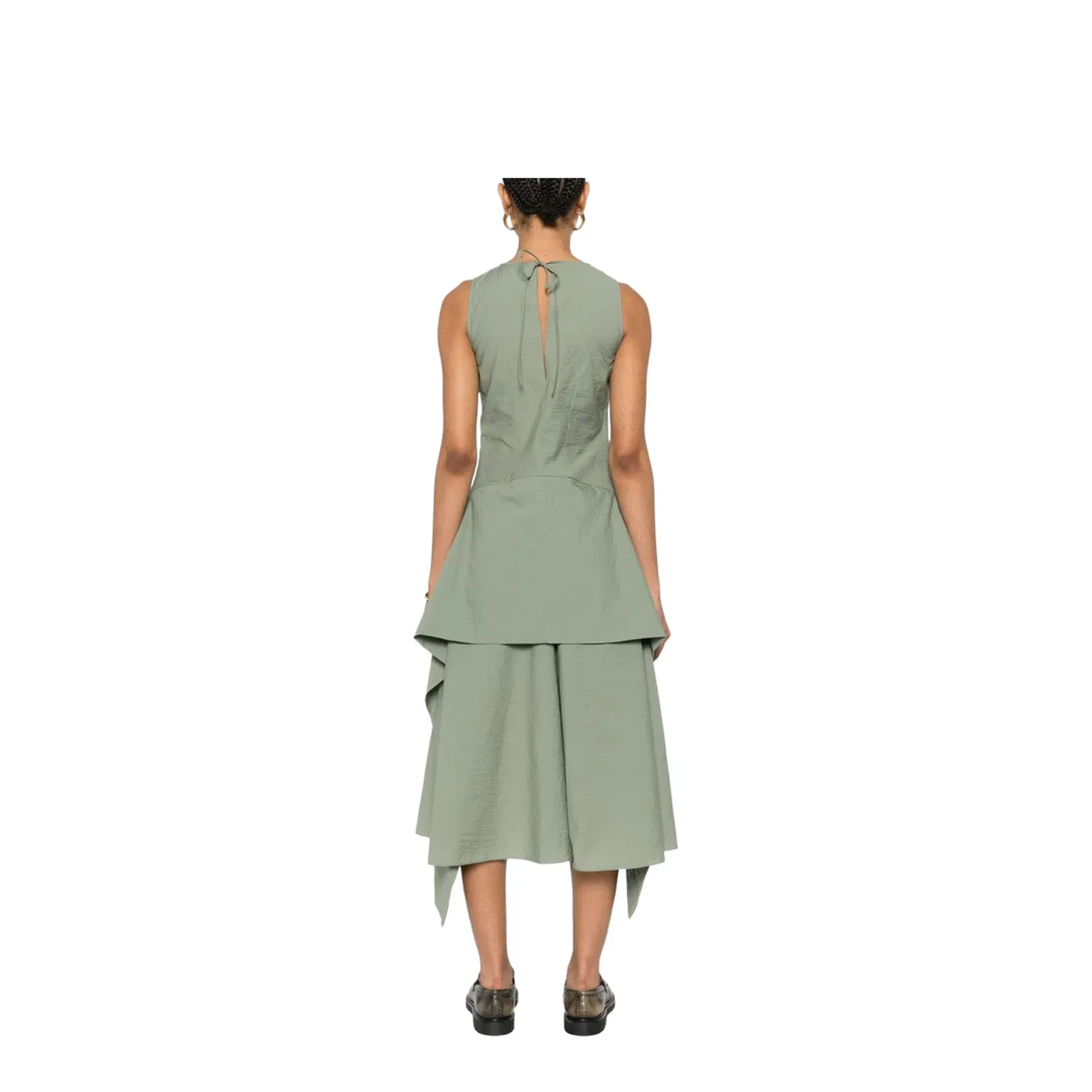 Wrap Dress in Cotton Blend Green