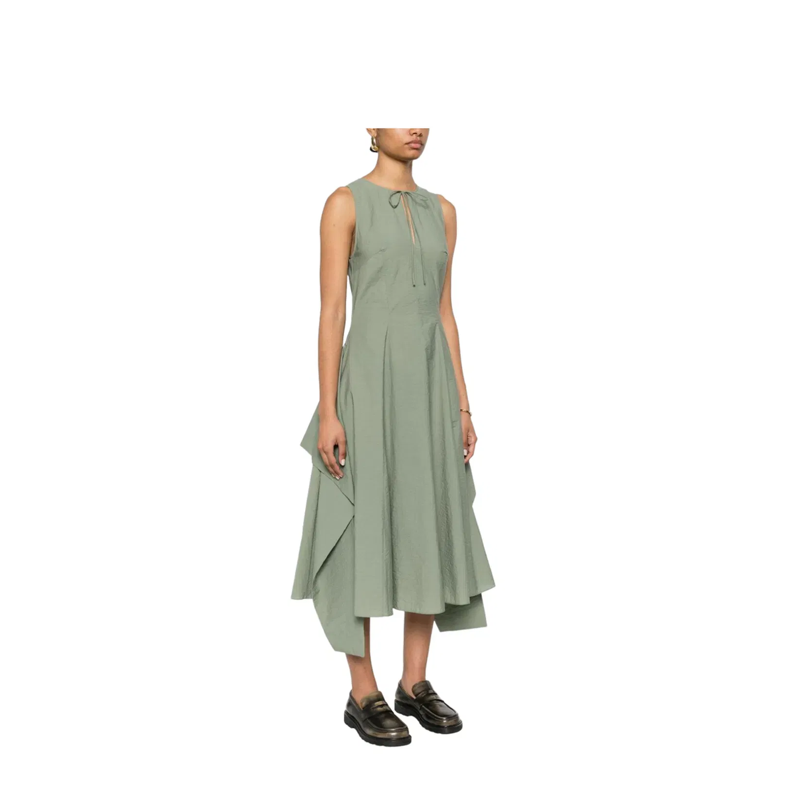 Wrap Dress in Cotton Blend Green