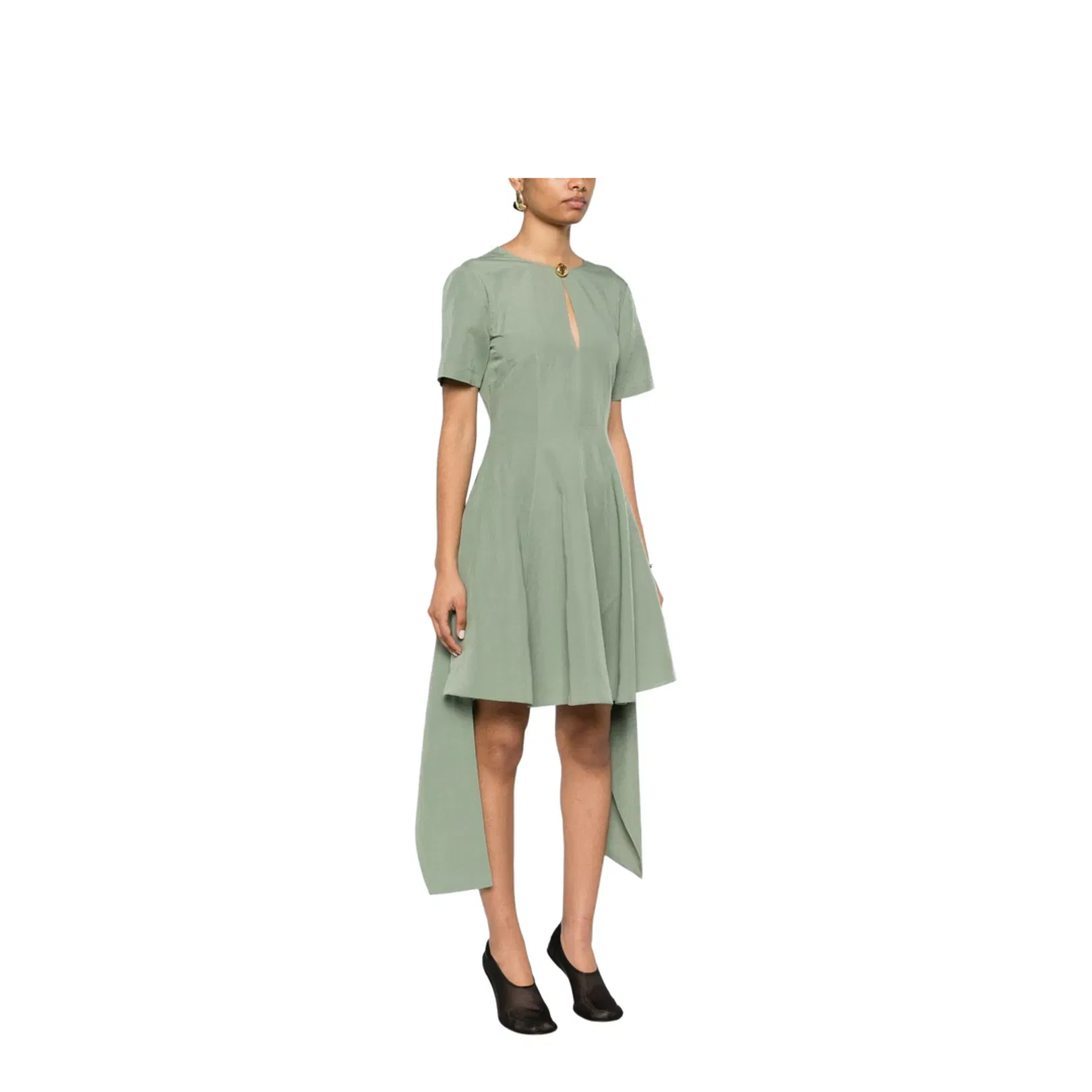 Pebble Dress in Viscose and Linen - Green