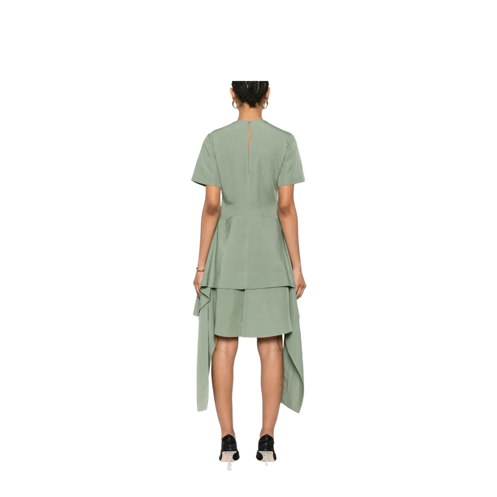 Pebble Dress in Viscose and Linen - Green