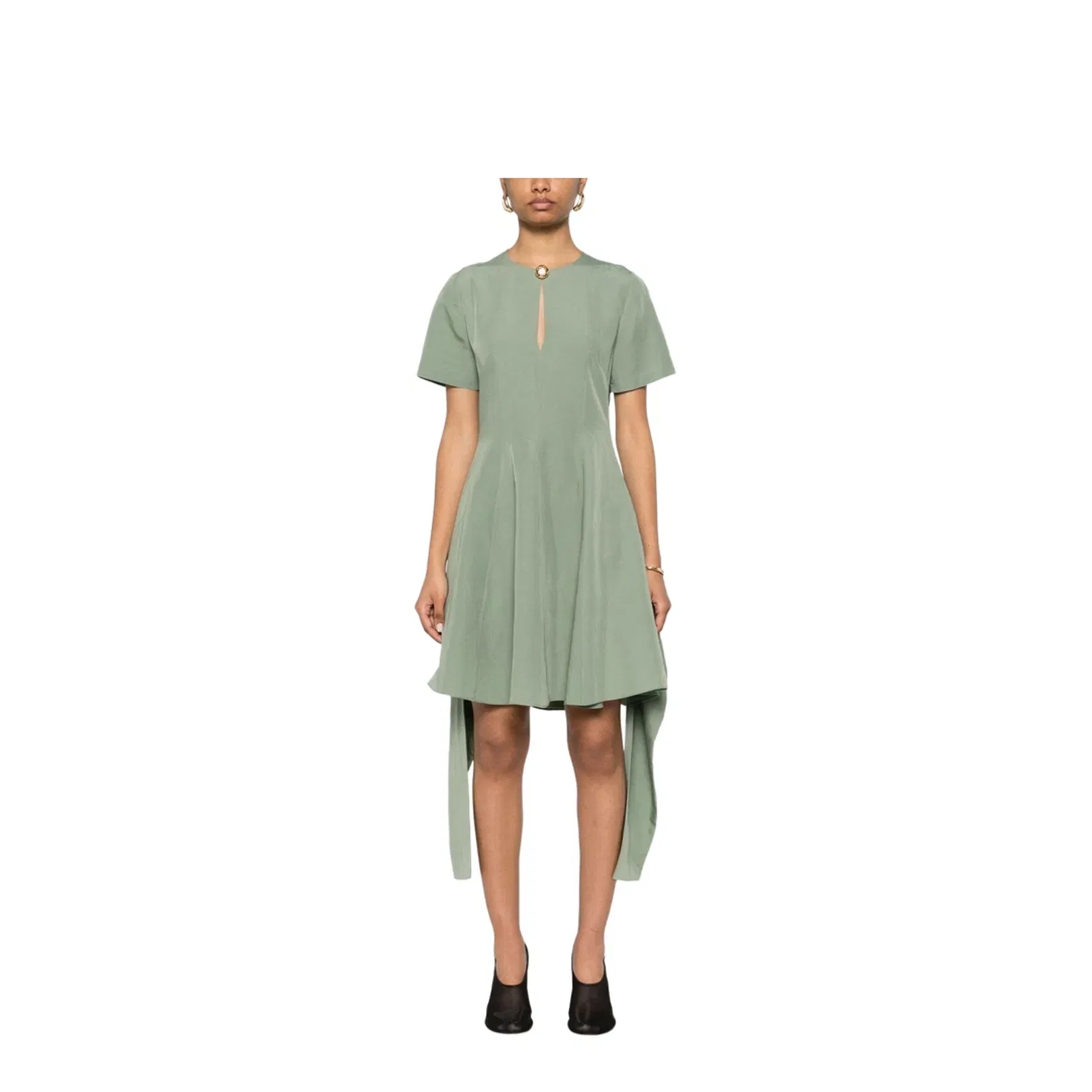 Pebble Dress in Viscose and Linen - Green