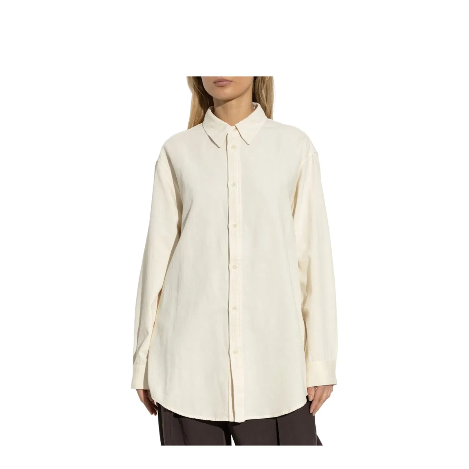 Light Beige Front Button Fastening Classic Collar Drop Shoulder Buttoned Cuffs