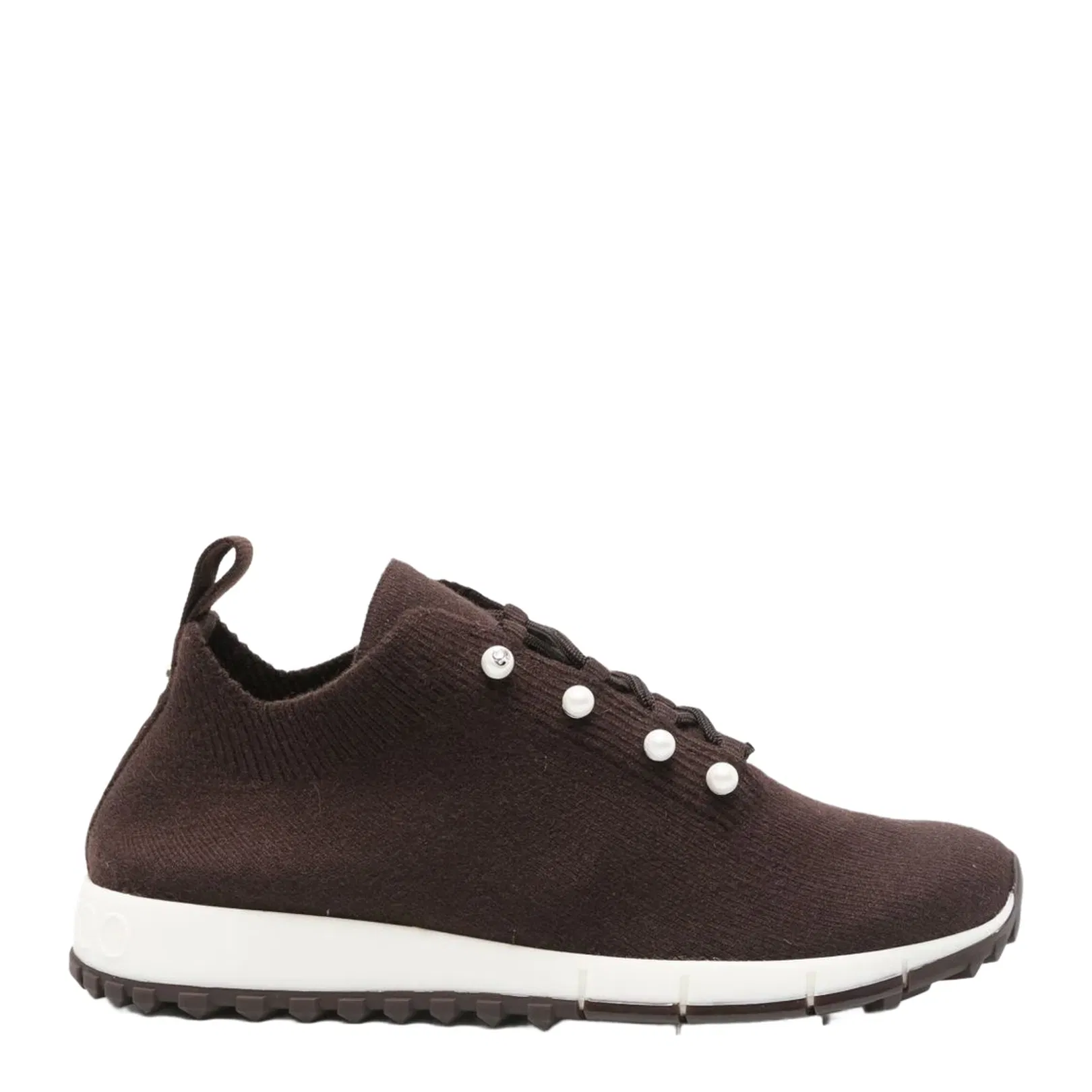 Chocolate Cashmere Melange Knit Trainers