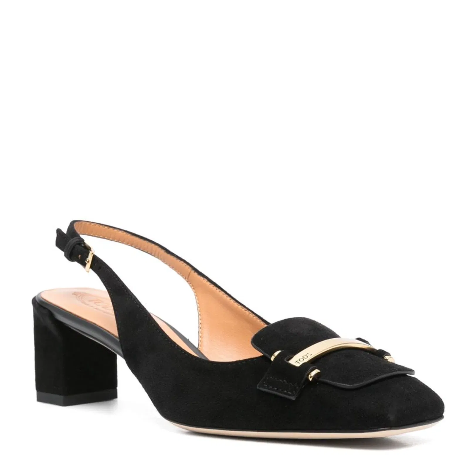 Buckle-Fastening Slingback Strap Low Block Heel