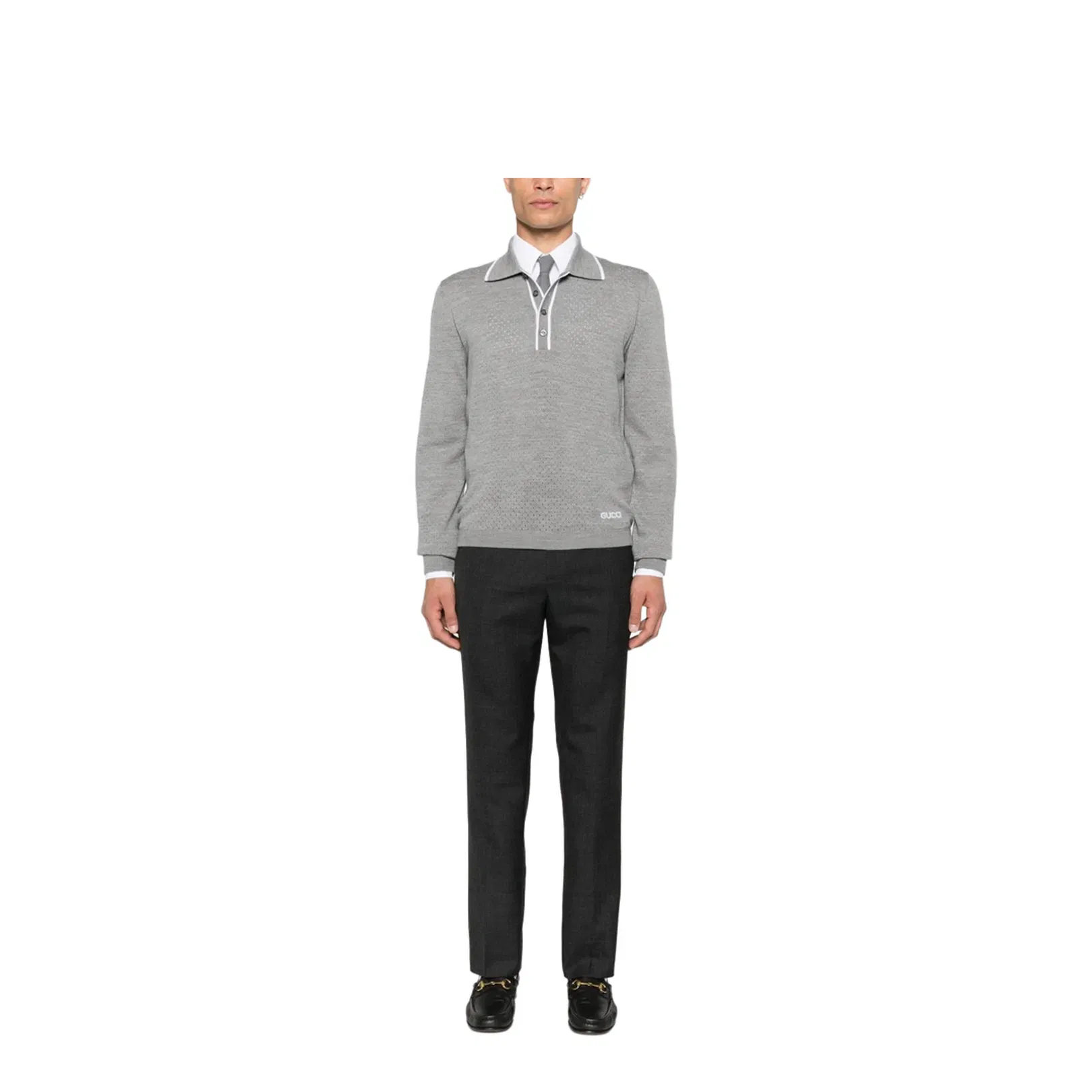 Houndstooth Wool Pant with Embroidery