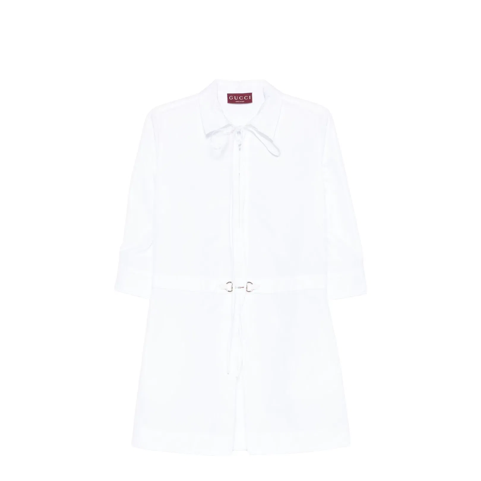 Cotton Poplin Shirt Dress with Horsebit in White
