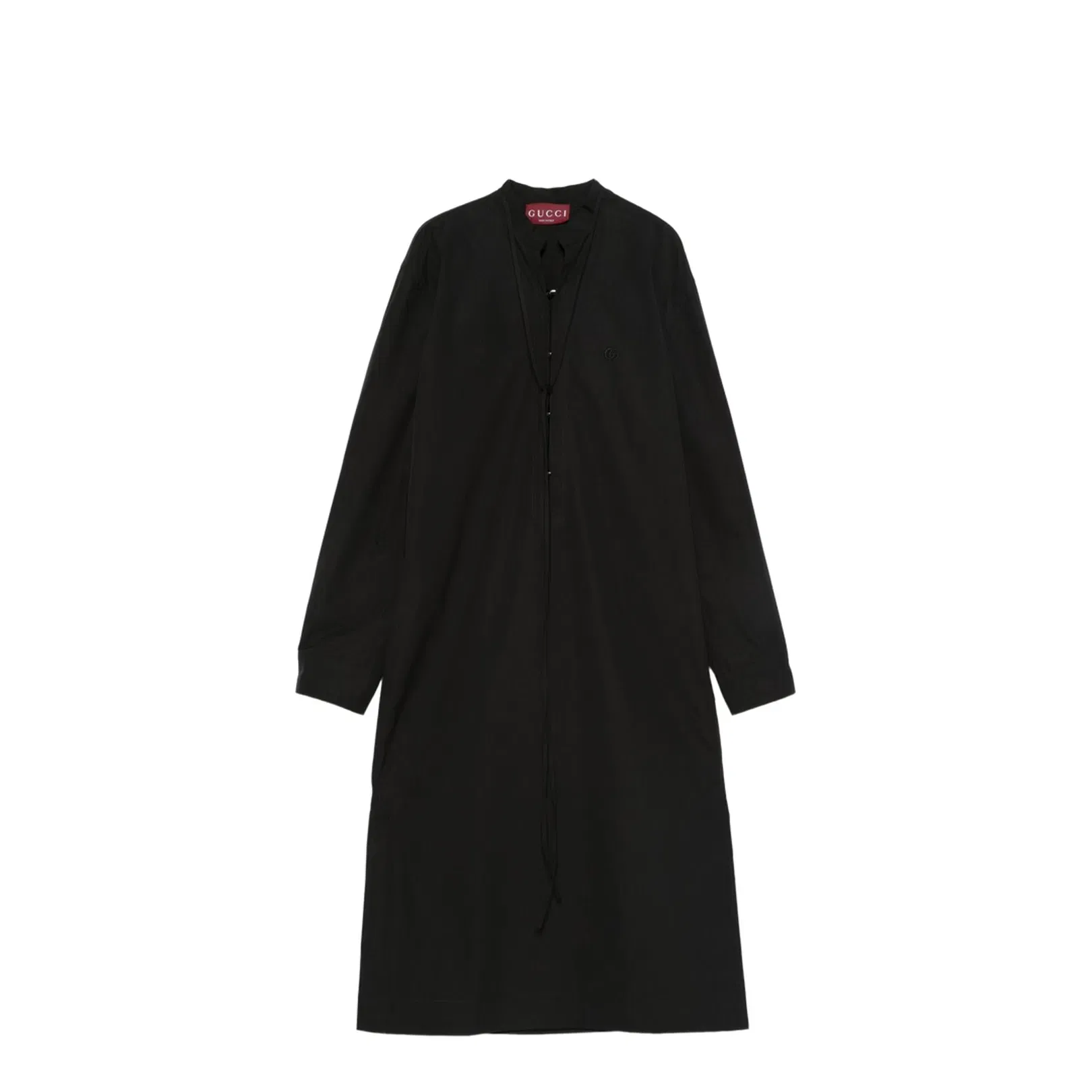 Cotton Poplin Dress with Belt in Black