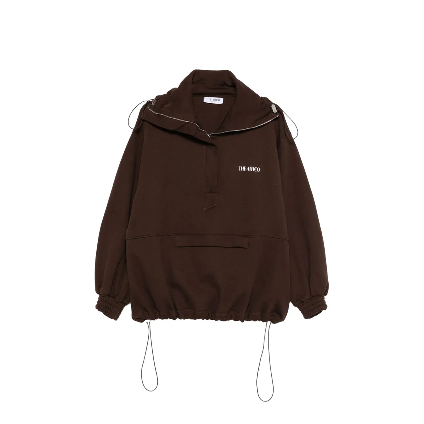 Brown Cotton Anorak Sweatshirt
