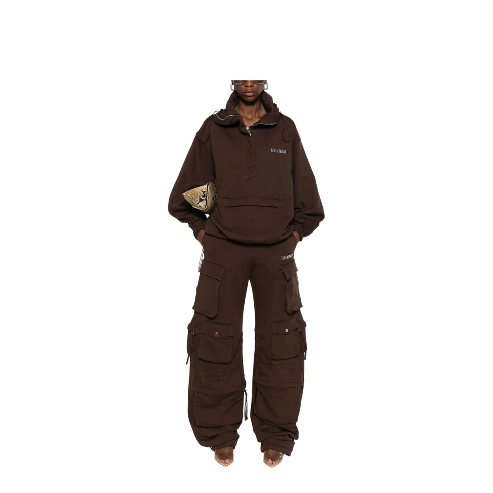 Brown Cotton Anorak Sweatshirt