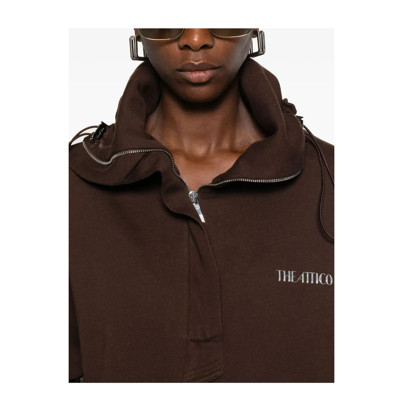 Brown Cotton Anorak Sweatshirt