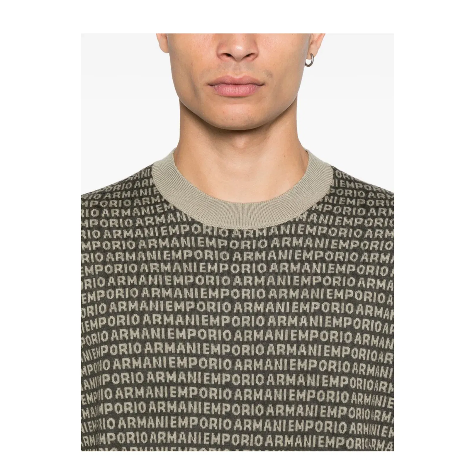 Virgin-Wool Jumper with All-Over Jacquard Signature Logo