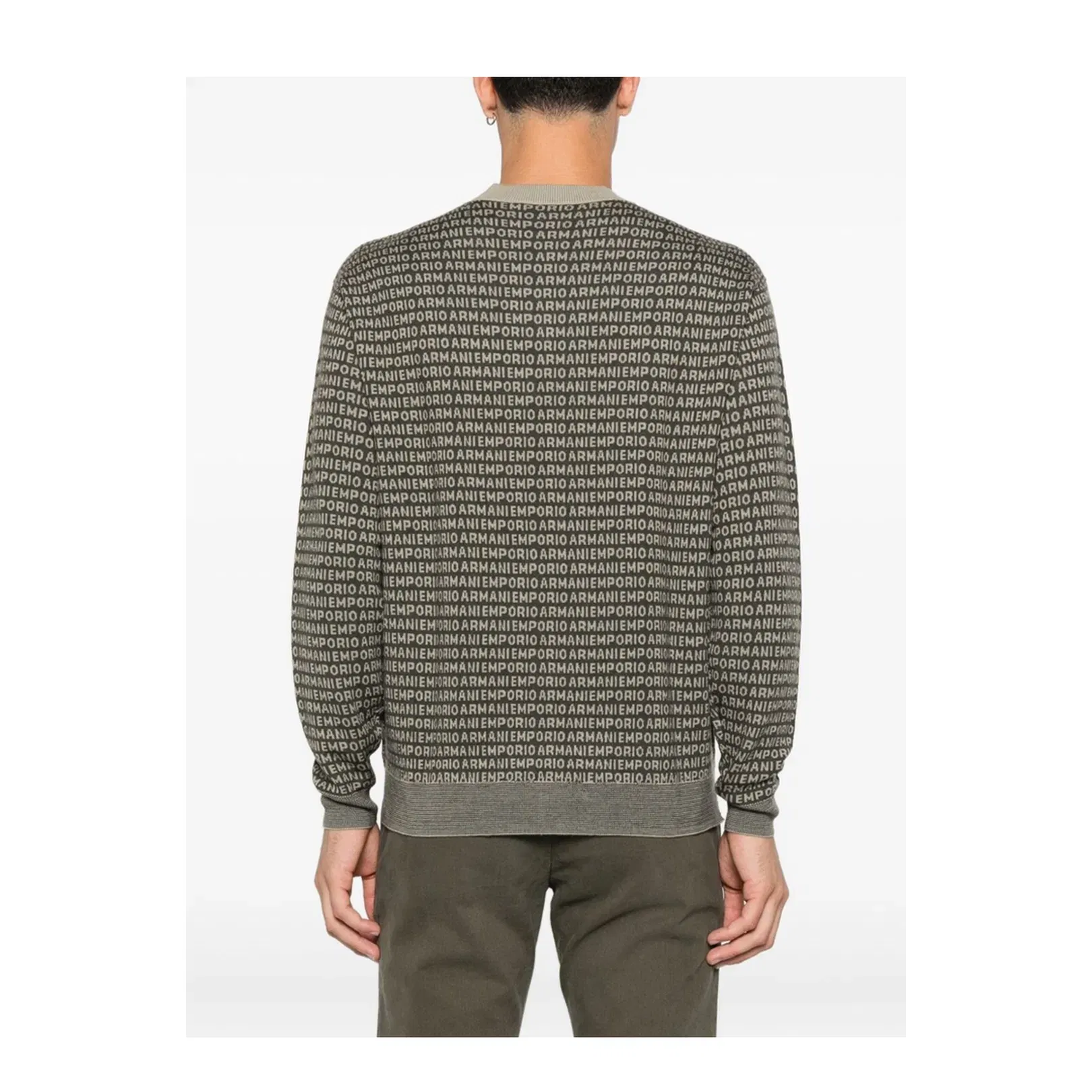 Virgin-Wool Jumper with All-Over Jacquard Signature Logo