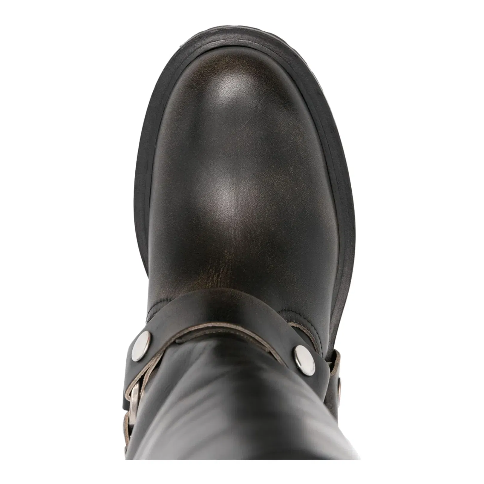 Kurt Boots in Black Leather with Silver Buckle