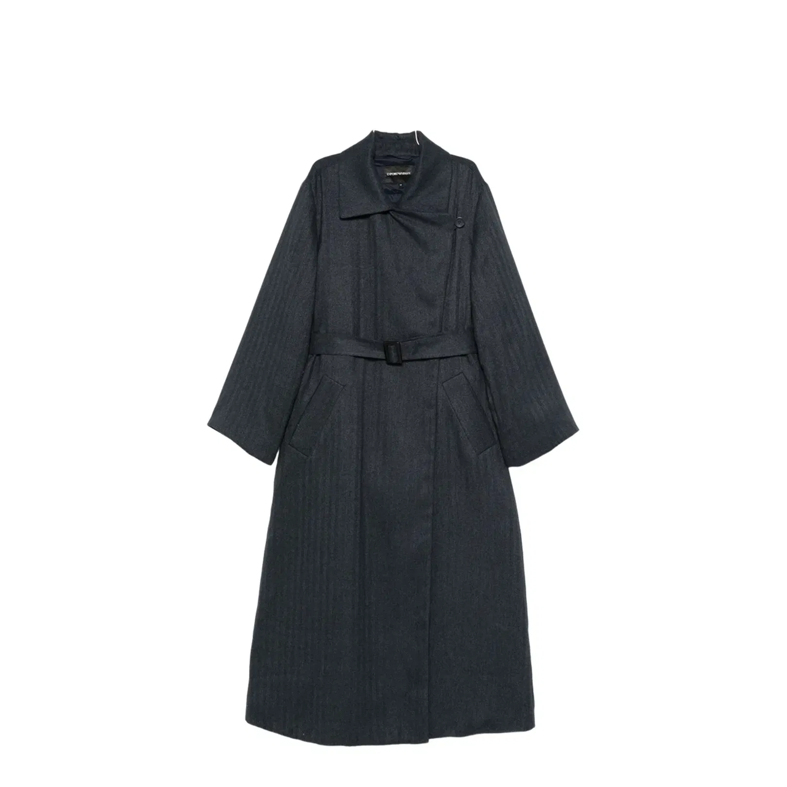 Blue Striped Pattern Belted Waist Jacket