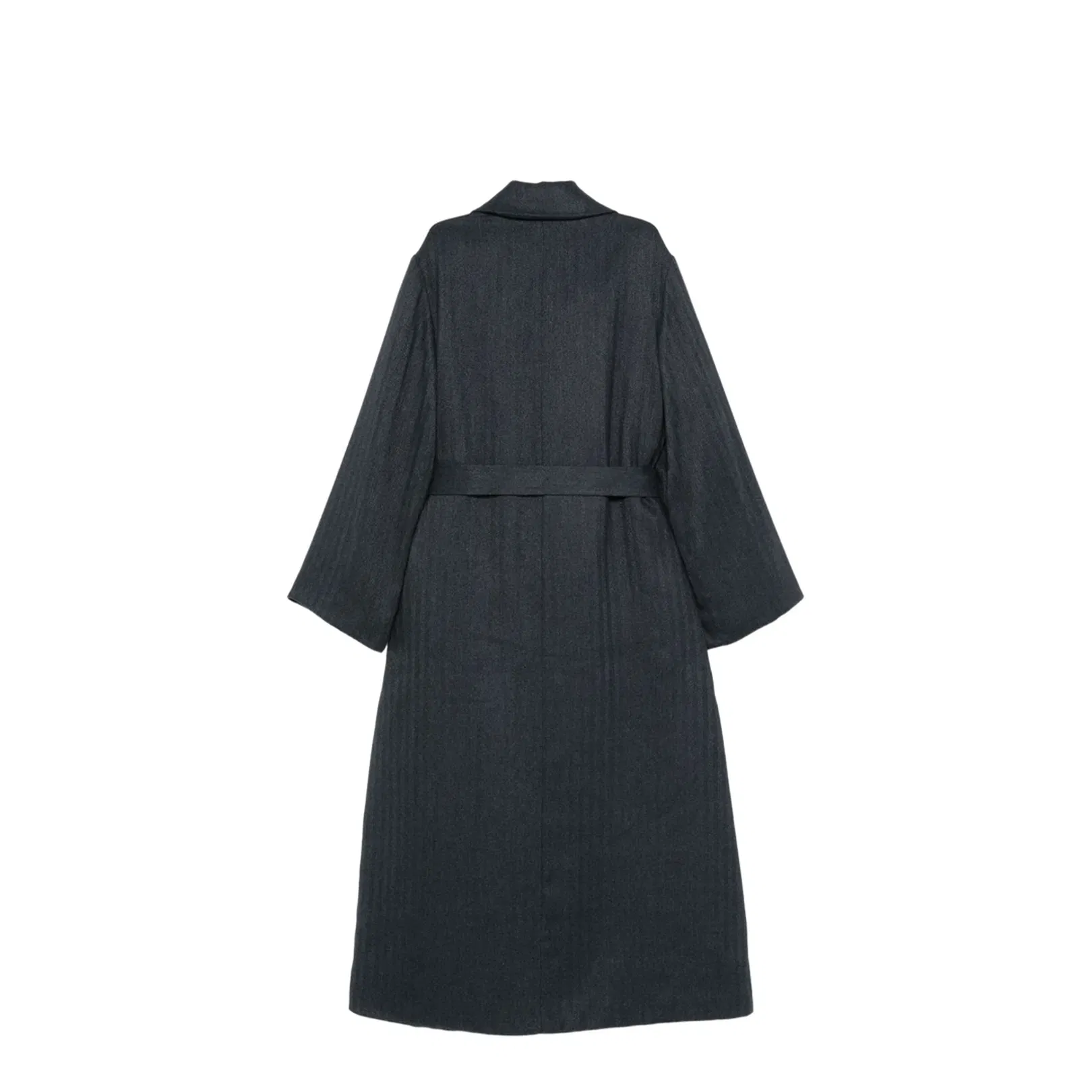 Blue Striped Pattern Belted Waist Jacket