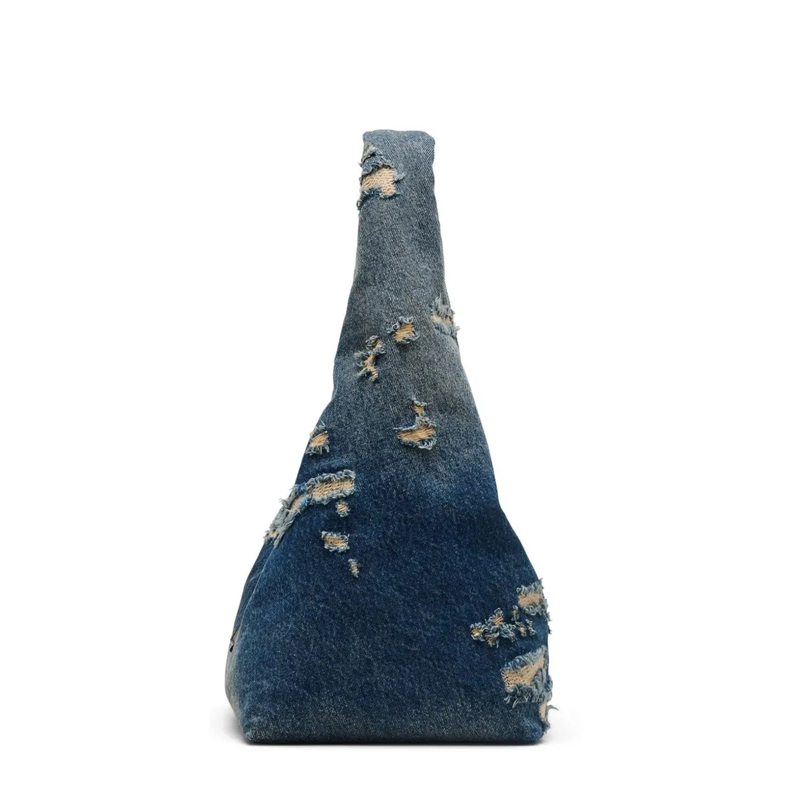 Indigo Blue Cotton Ripped Detailing Shoulder Bag