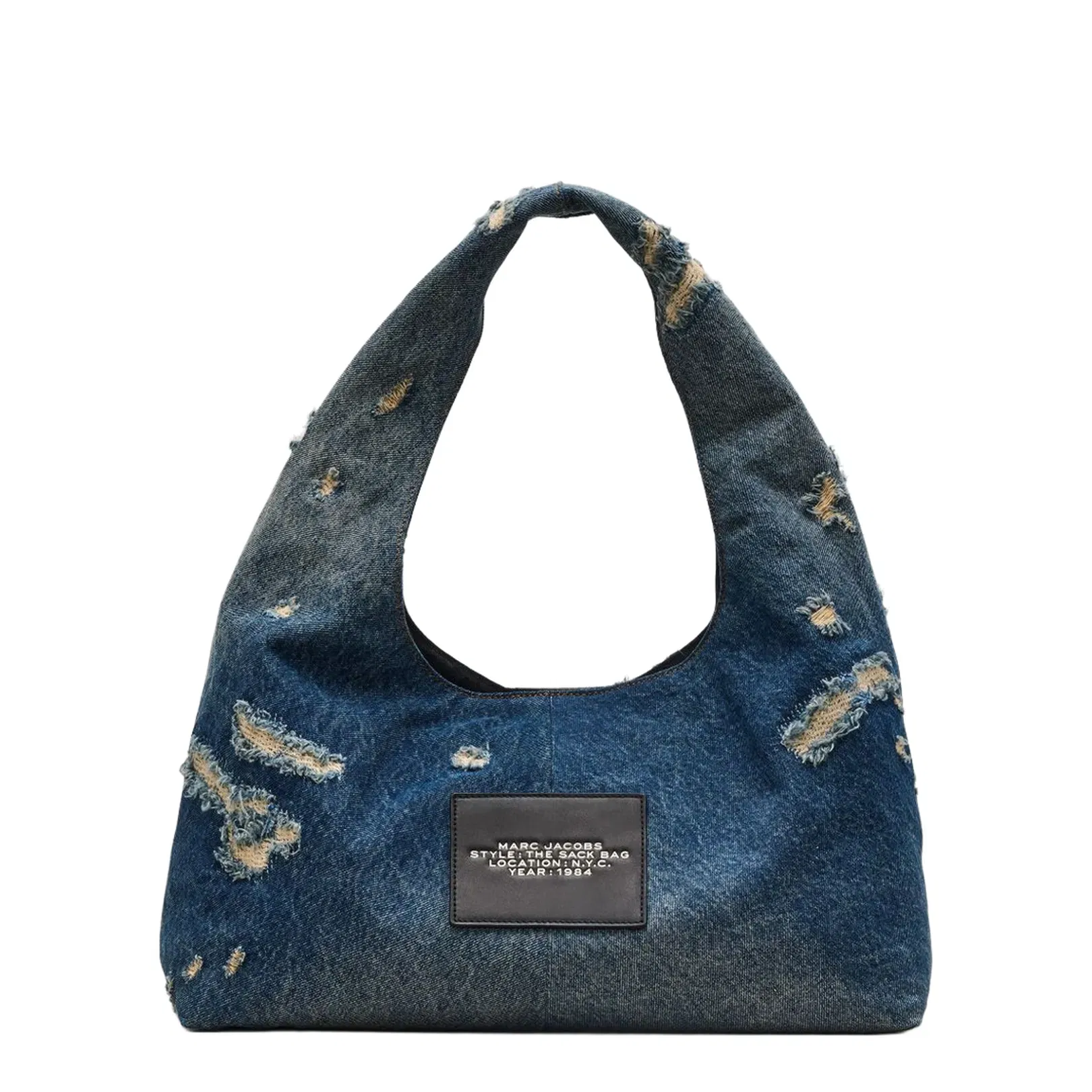 Indigo Blue Cotton Ripped Detailing Shoulder Bag