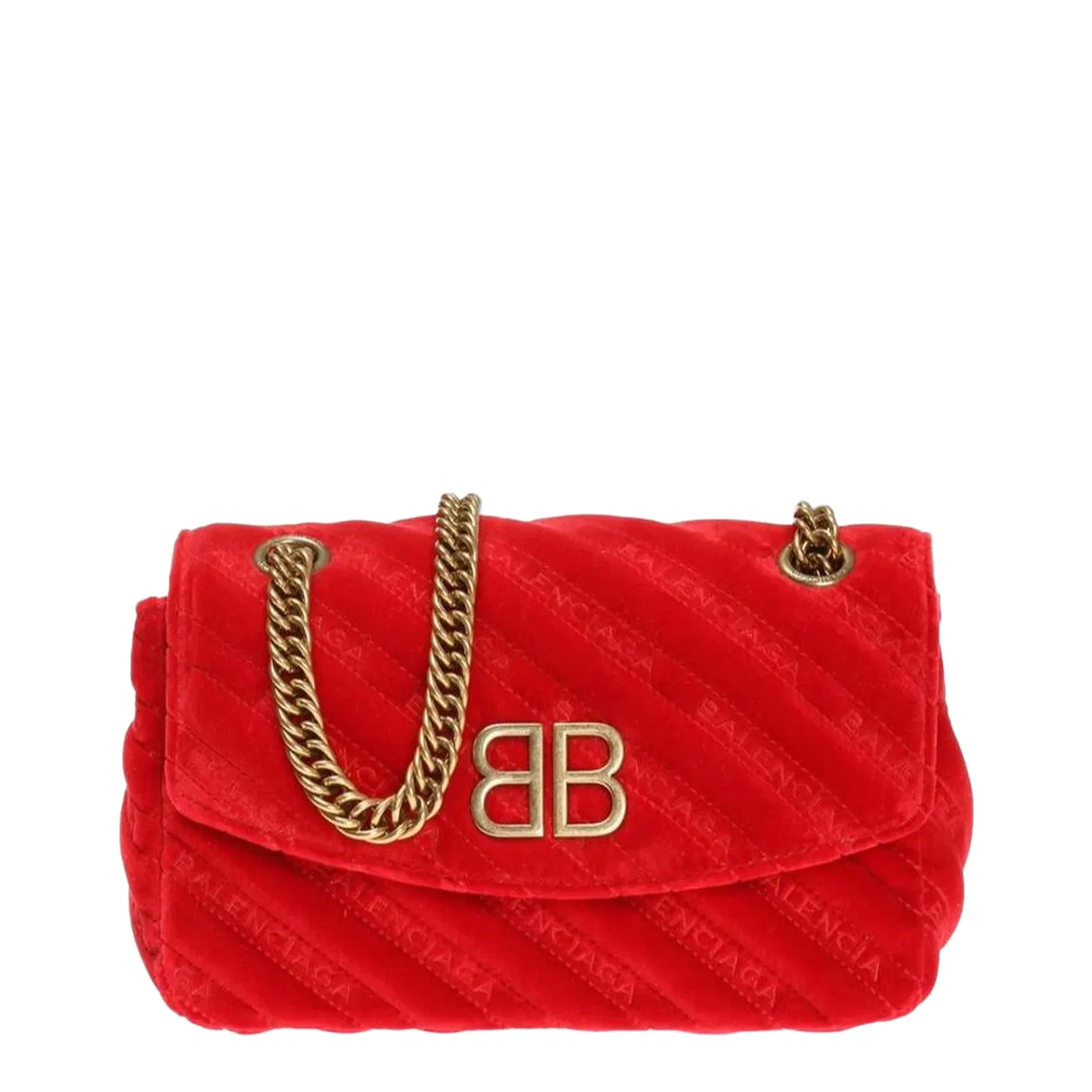 Red Logo Embroidered Shoulder Bag