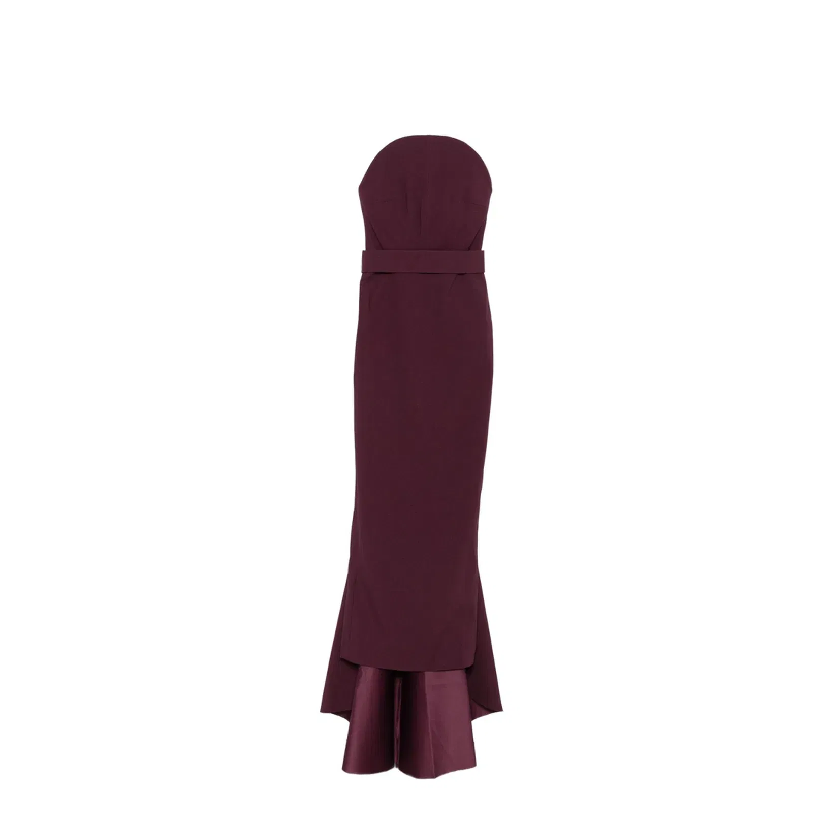 Burgundy Strapless Neckline Straight Skirt