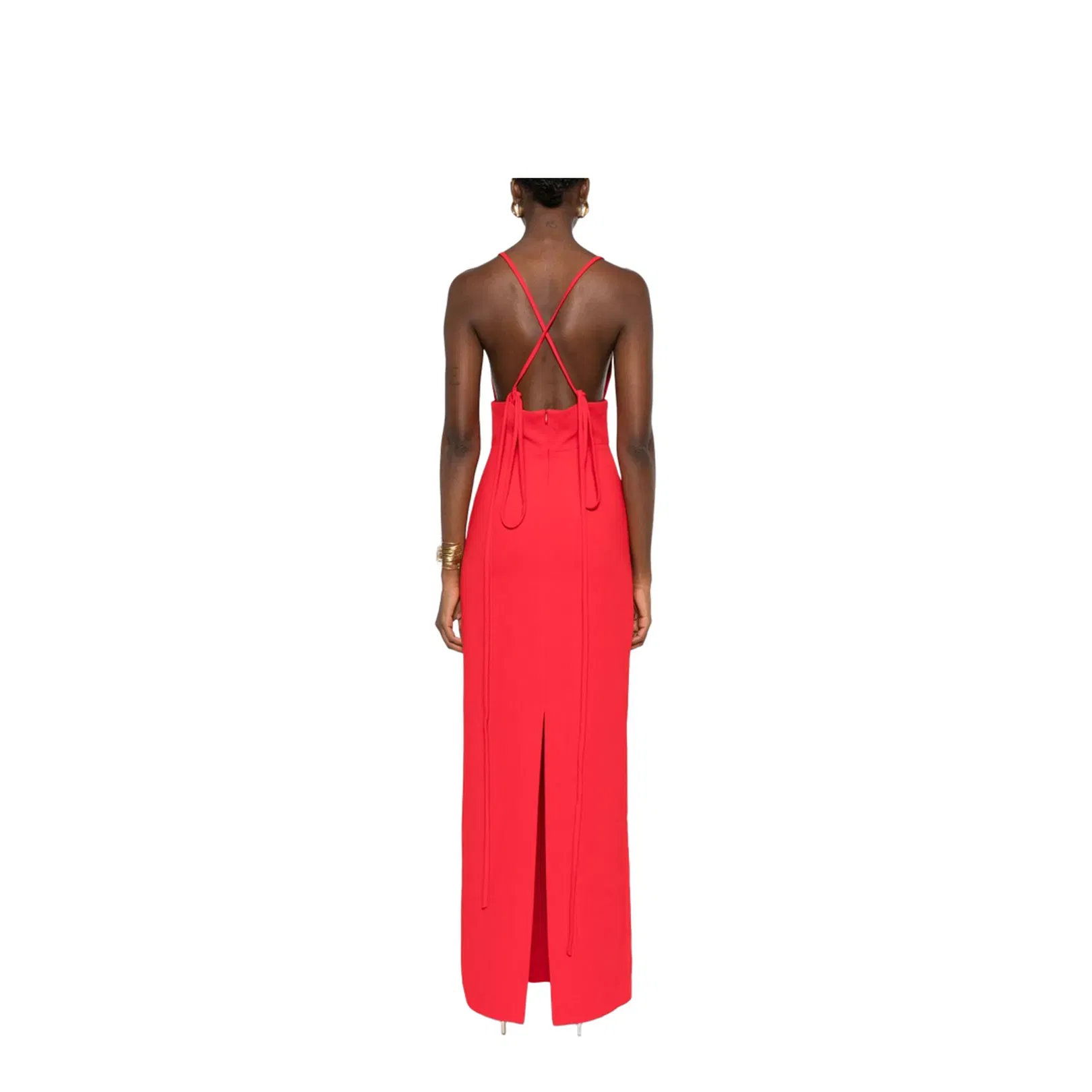 Cross-Back Straps Maxi Dress V-Neck