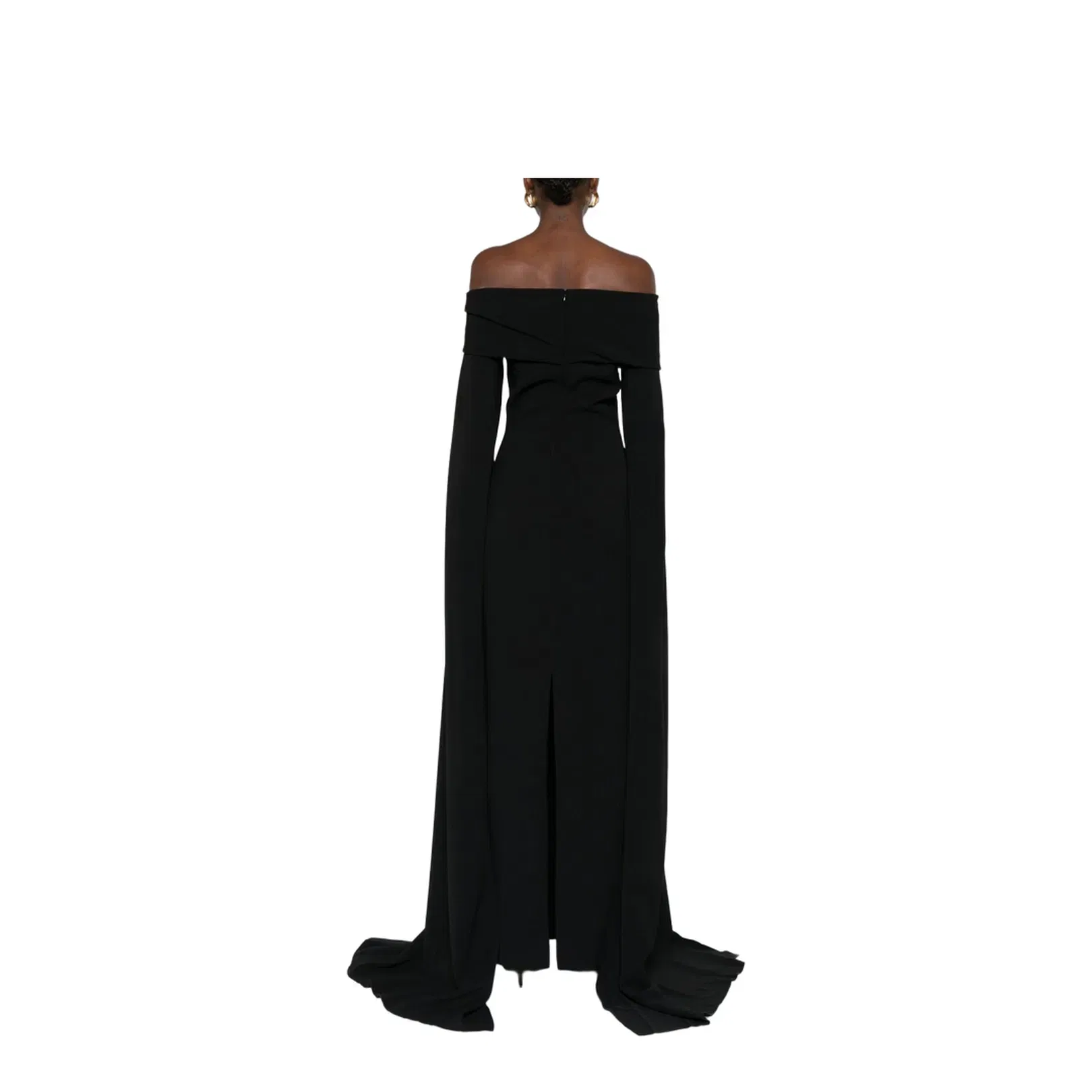 Black Off-Shoulder Neckline Maxi Length Dress