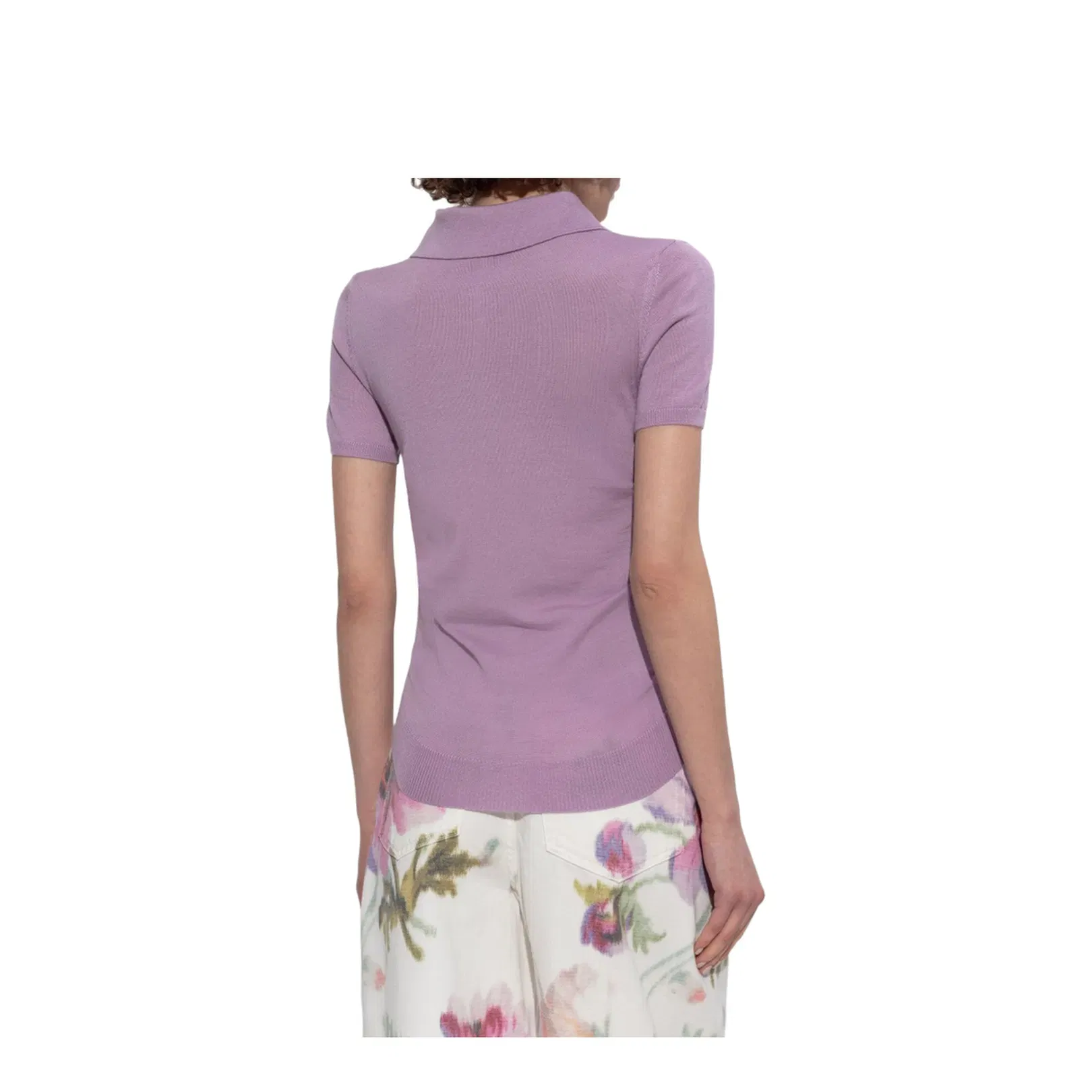 Shorts Sleeve Sweater in Cotton Blend White