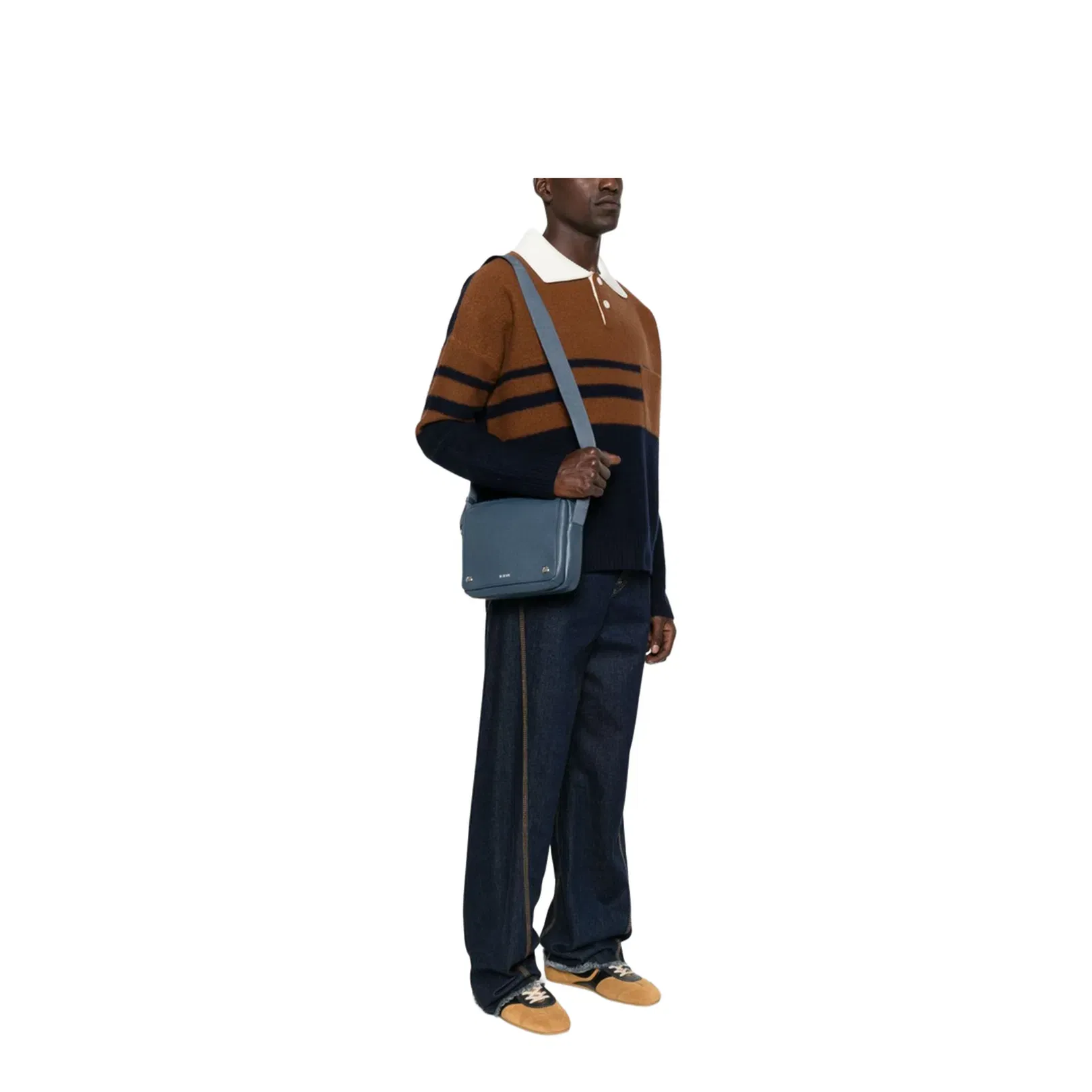 Pebble Medium Leather Messenger Bags - Blue