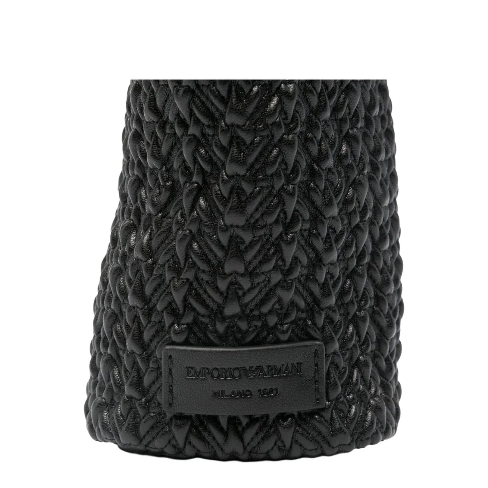 Small Embossed Leather Hobo Bag Black