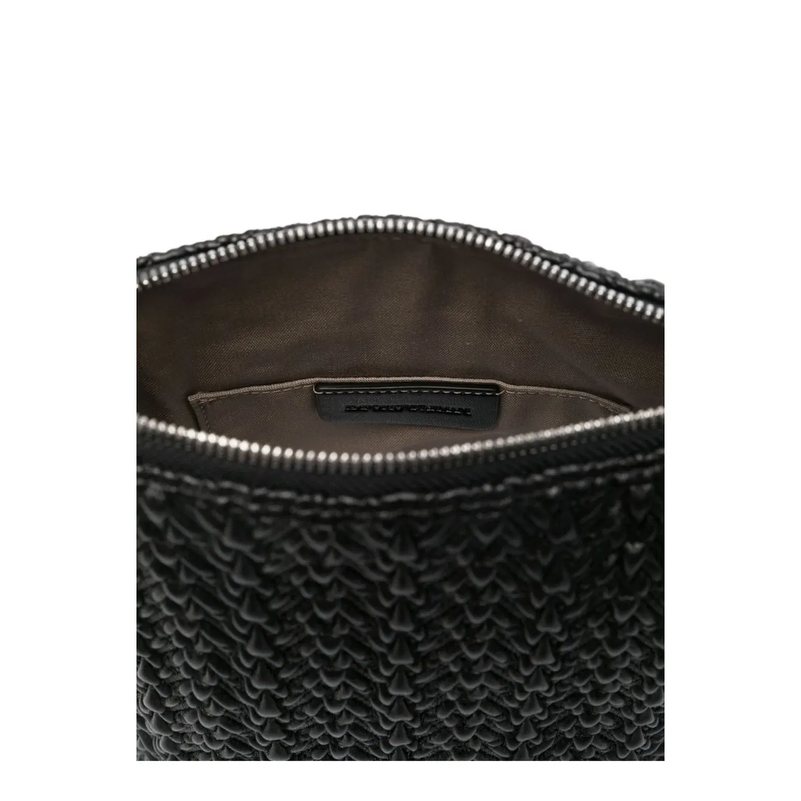 Small Embossed Leather Hobo Bag Black